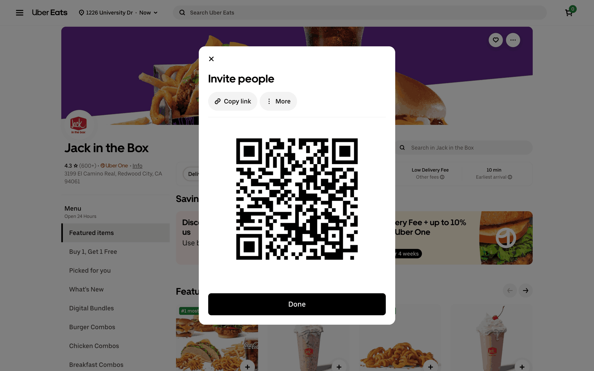 Uber Eats Web Food & Drink interface screenshot 5