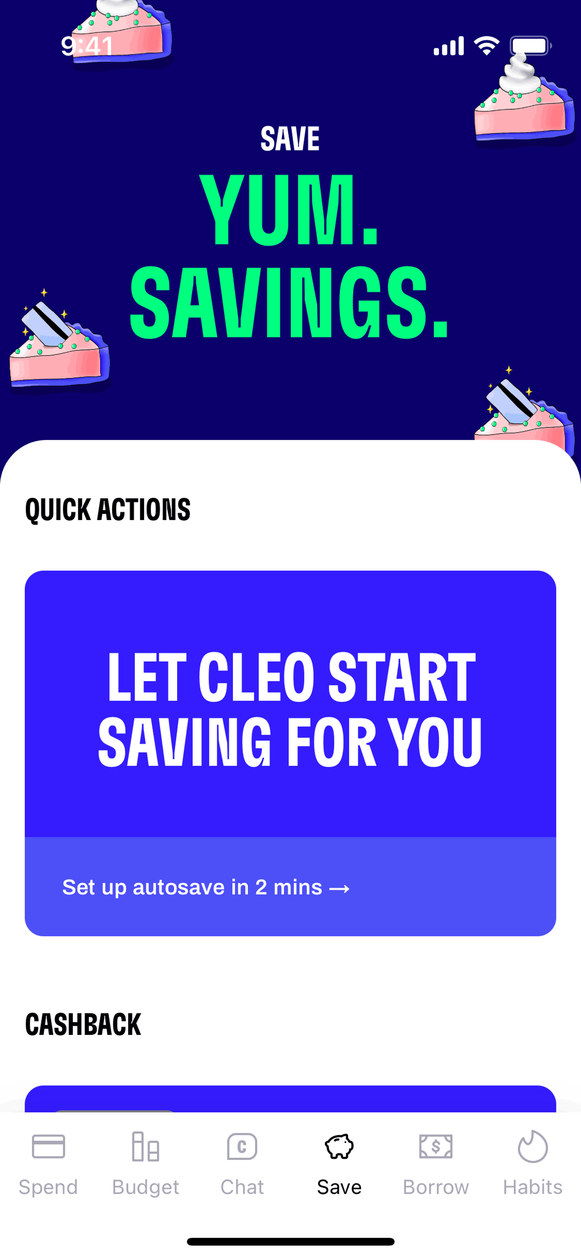 Cleo iOS Finance interface screenshot 14