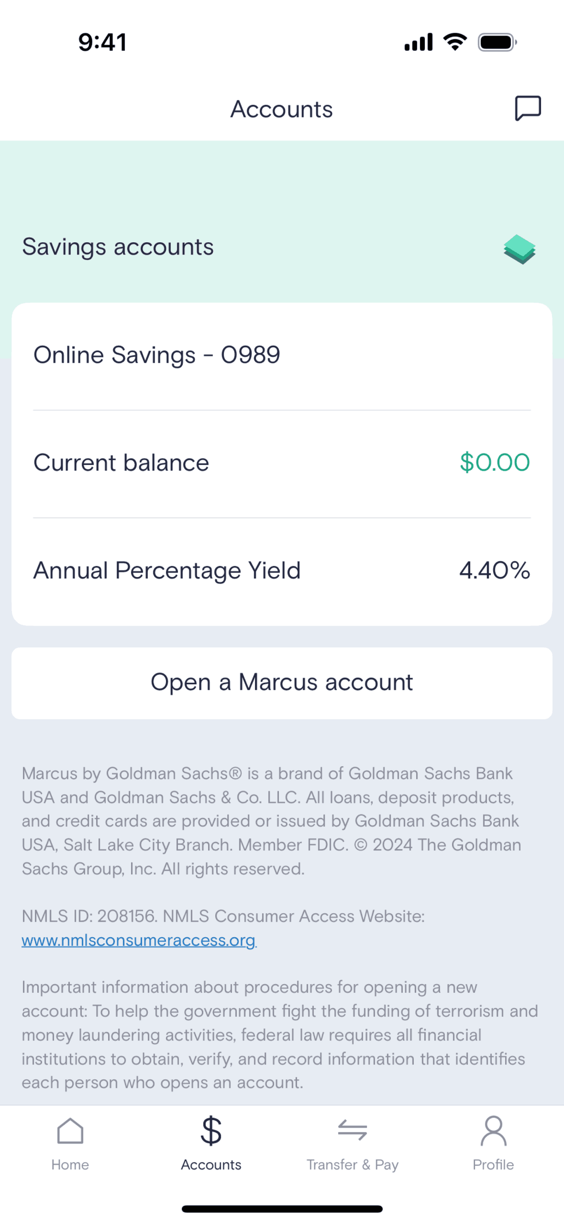 Marcus by Goldman Sachs iOS Finance interface screenshot 9