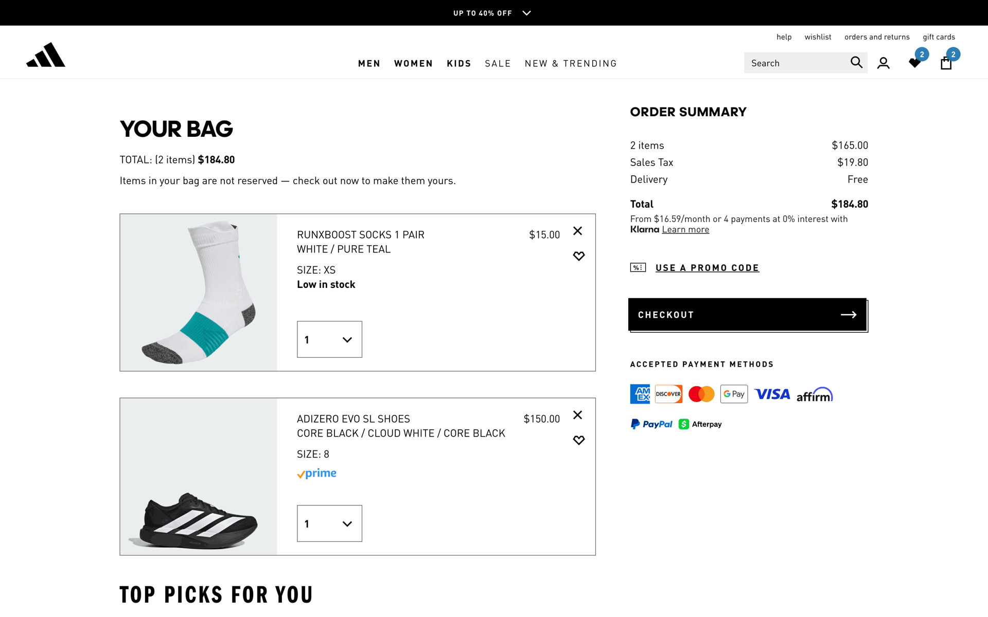 adidas Web Sports interface screenshot 12