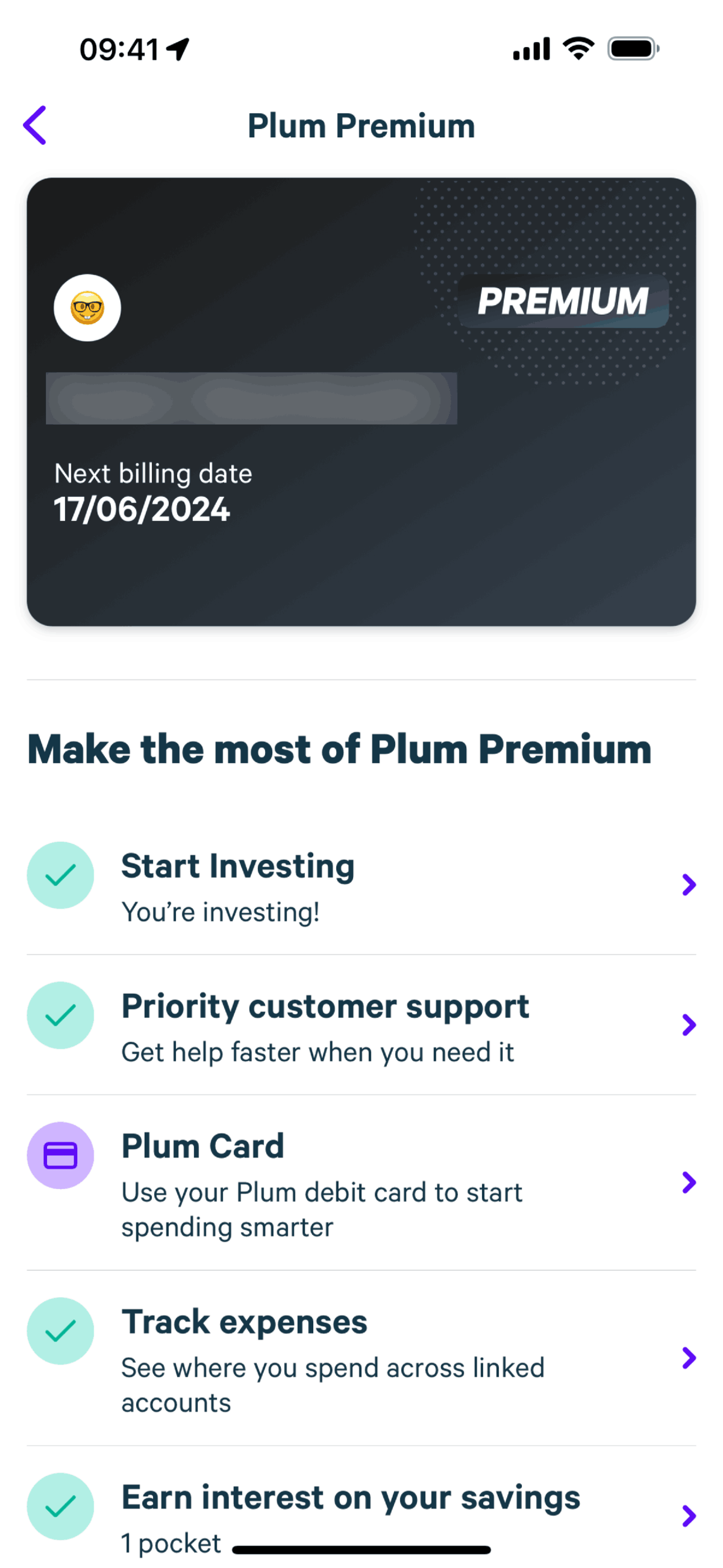 Plum iOS Finance interface screenshot 20