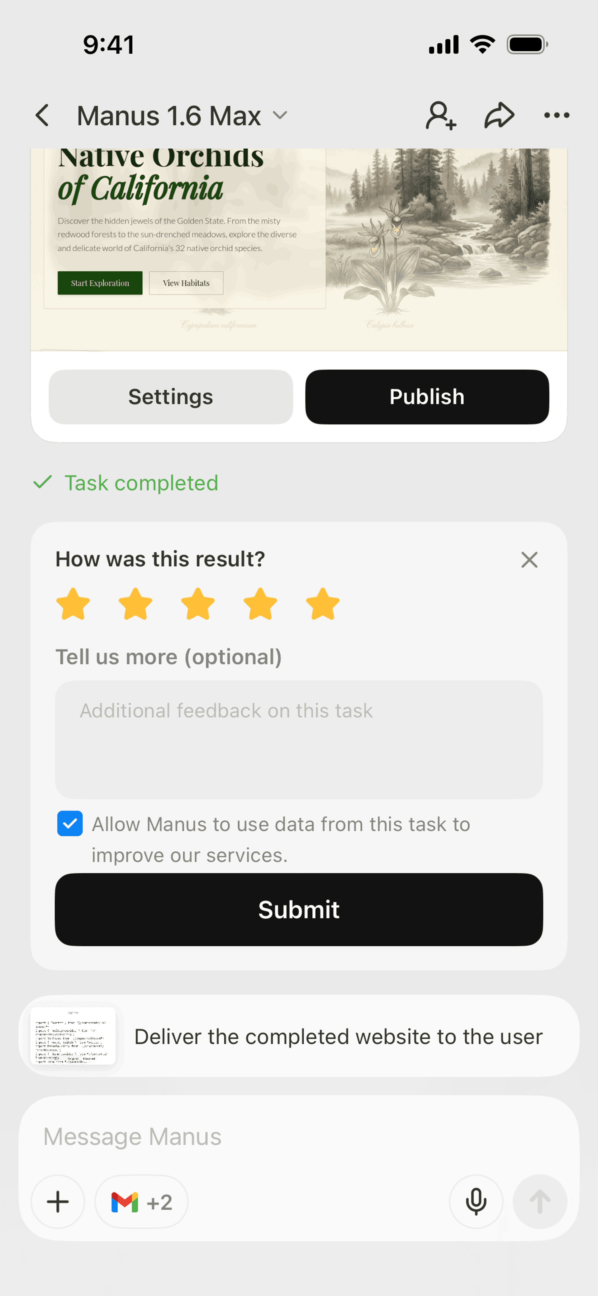 Manus iOS AI interface screenshot 17