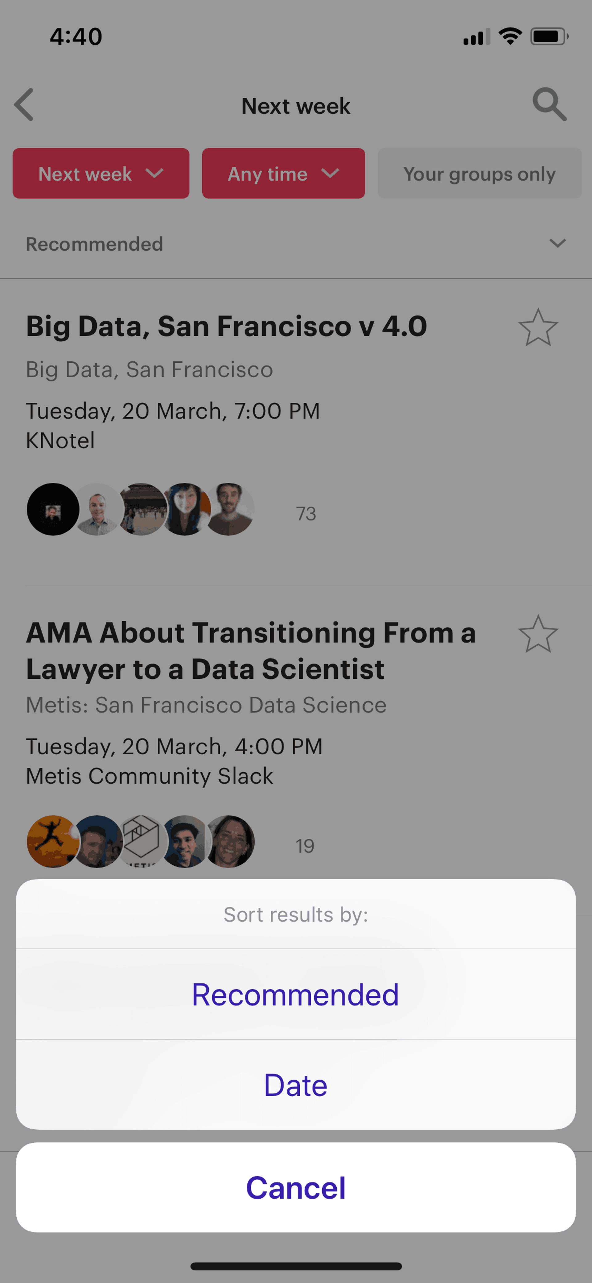 Meetup iOS Social Networking interface screenshot 19