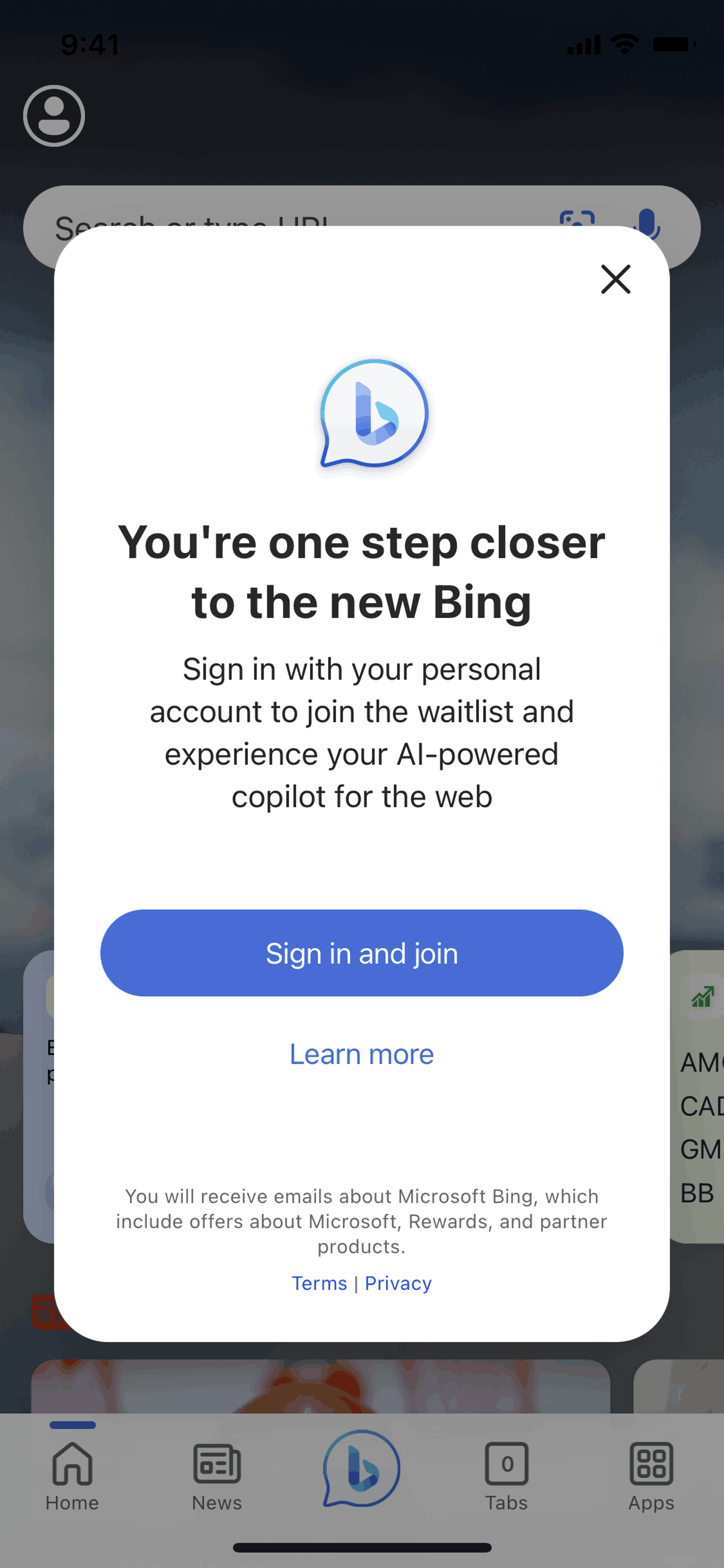 Bing iOS AI interface screenshot 4