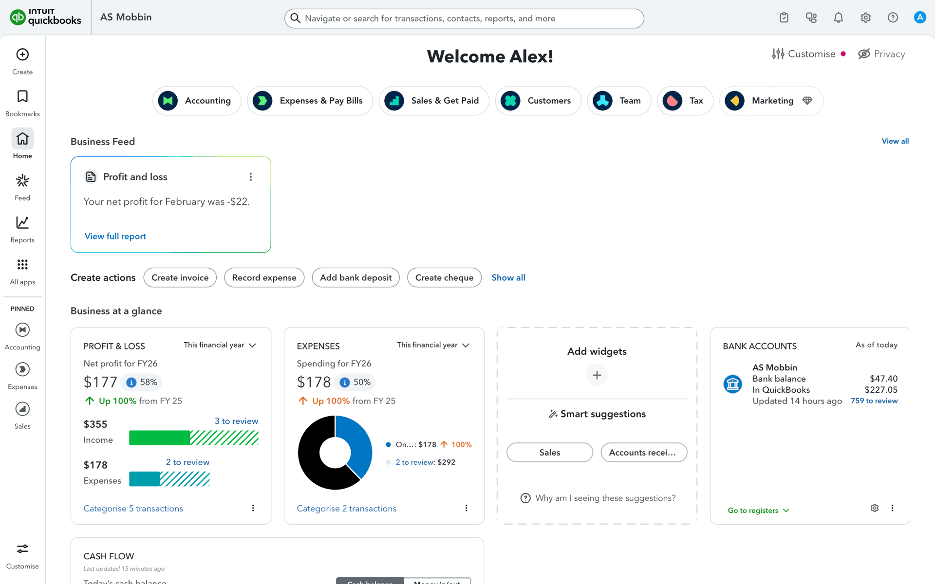 QuickBooks Web accounting interface screenshot 20