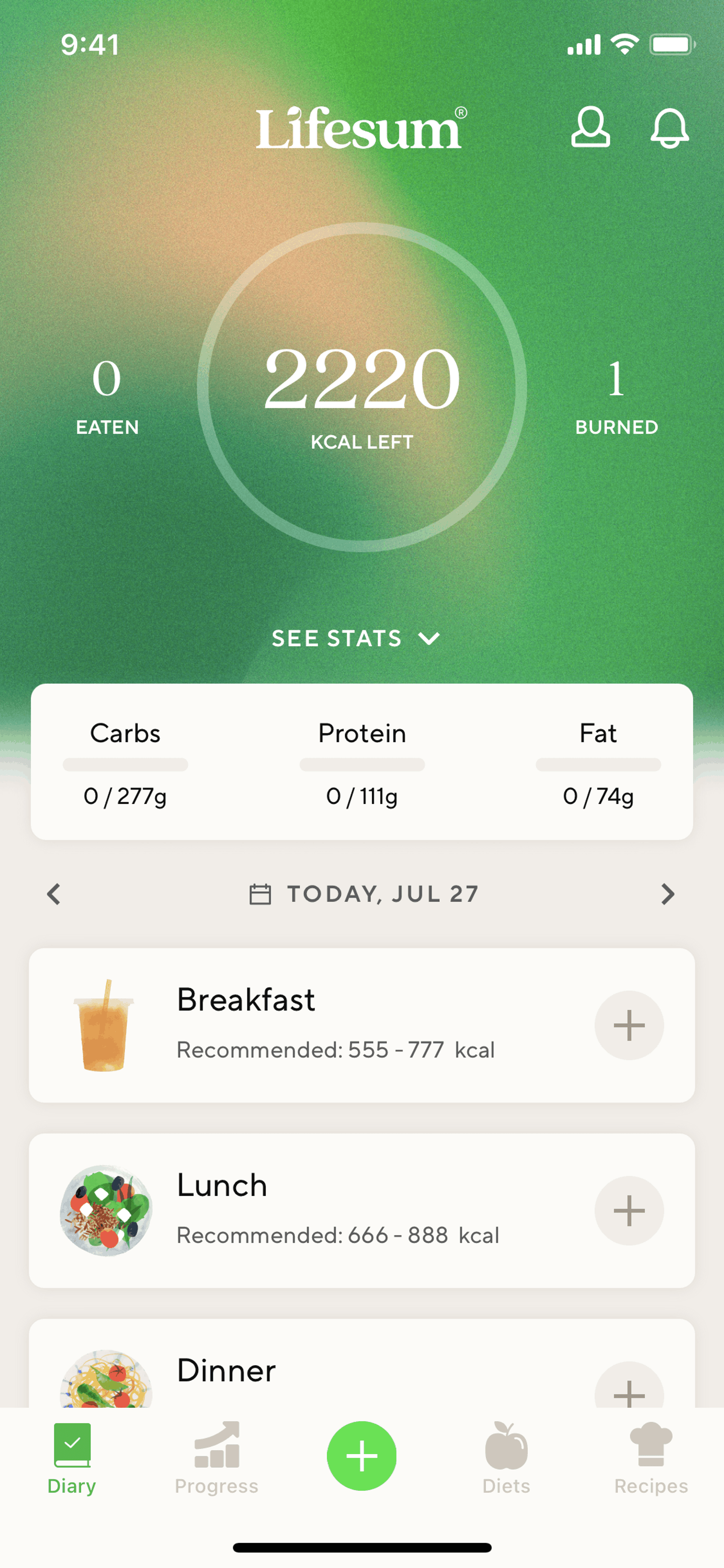 Lifesum iOS Health & Fitness interface screenshot 5