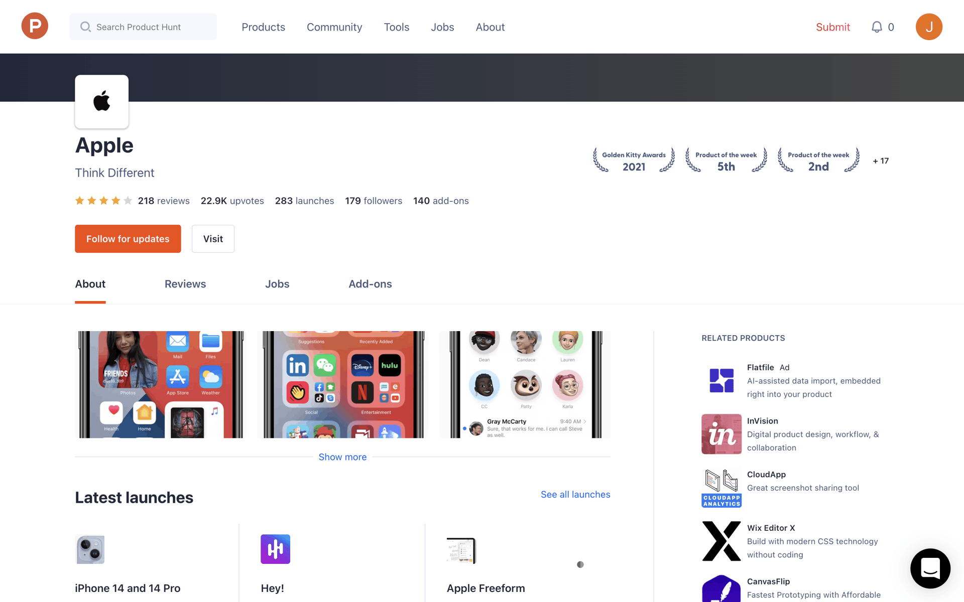 Product Hunt Web Business interface screenshot 7