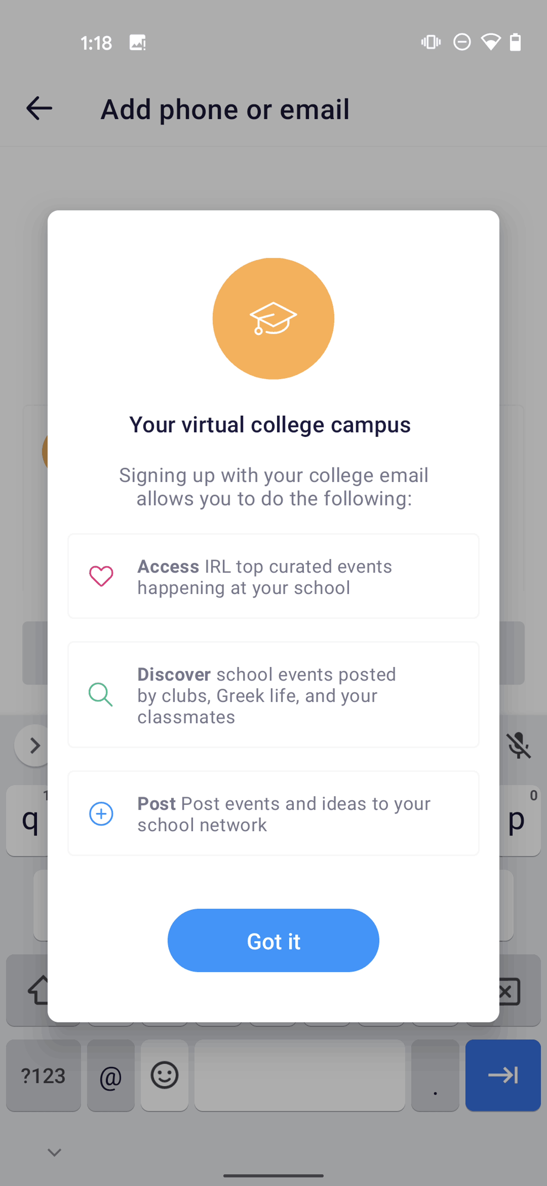 IRL Android Social Networking interface screenshot 5