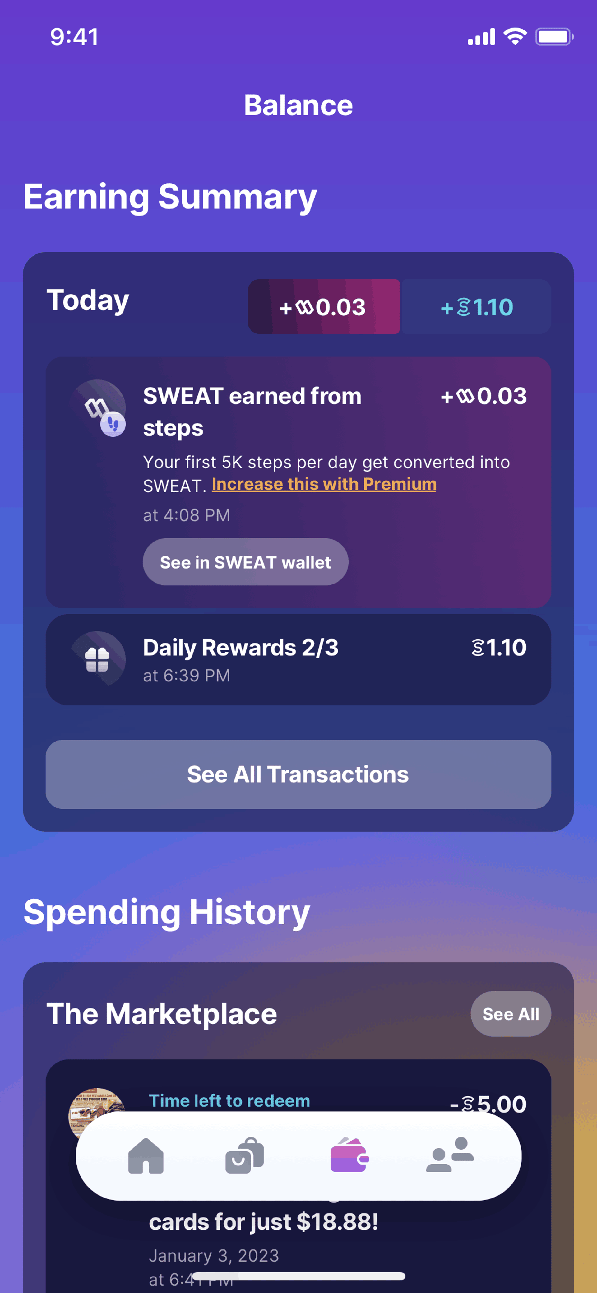 Sweatcoin iOS Health & Fitness interface screenshot 7
