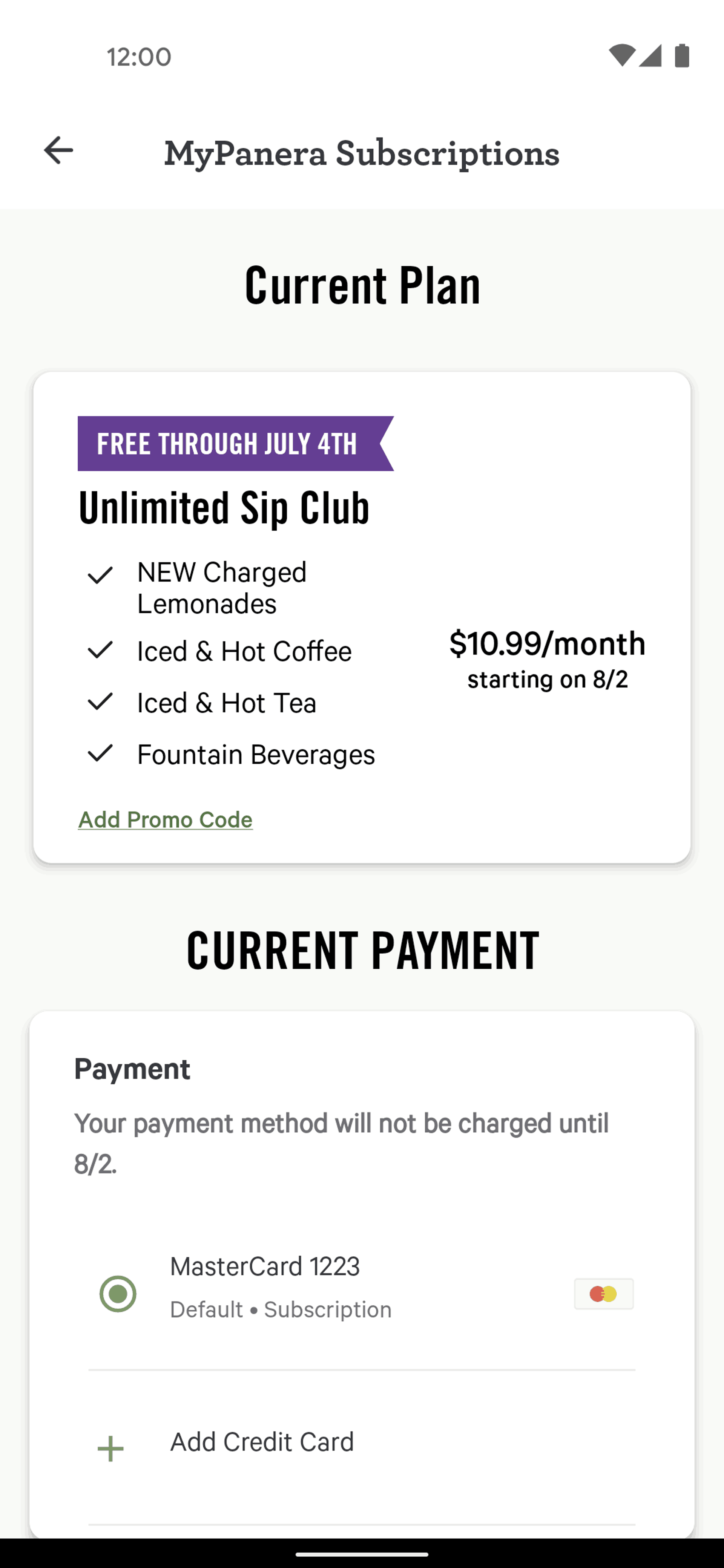 Panera Bread Android Food & Drink interface screenshot 15