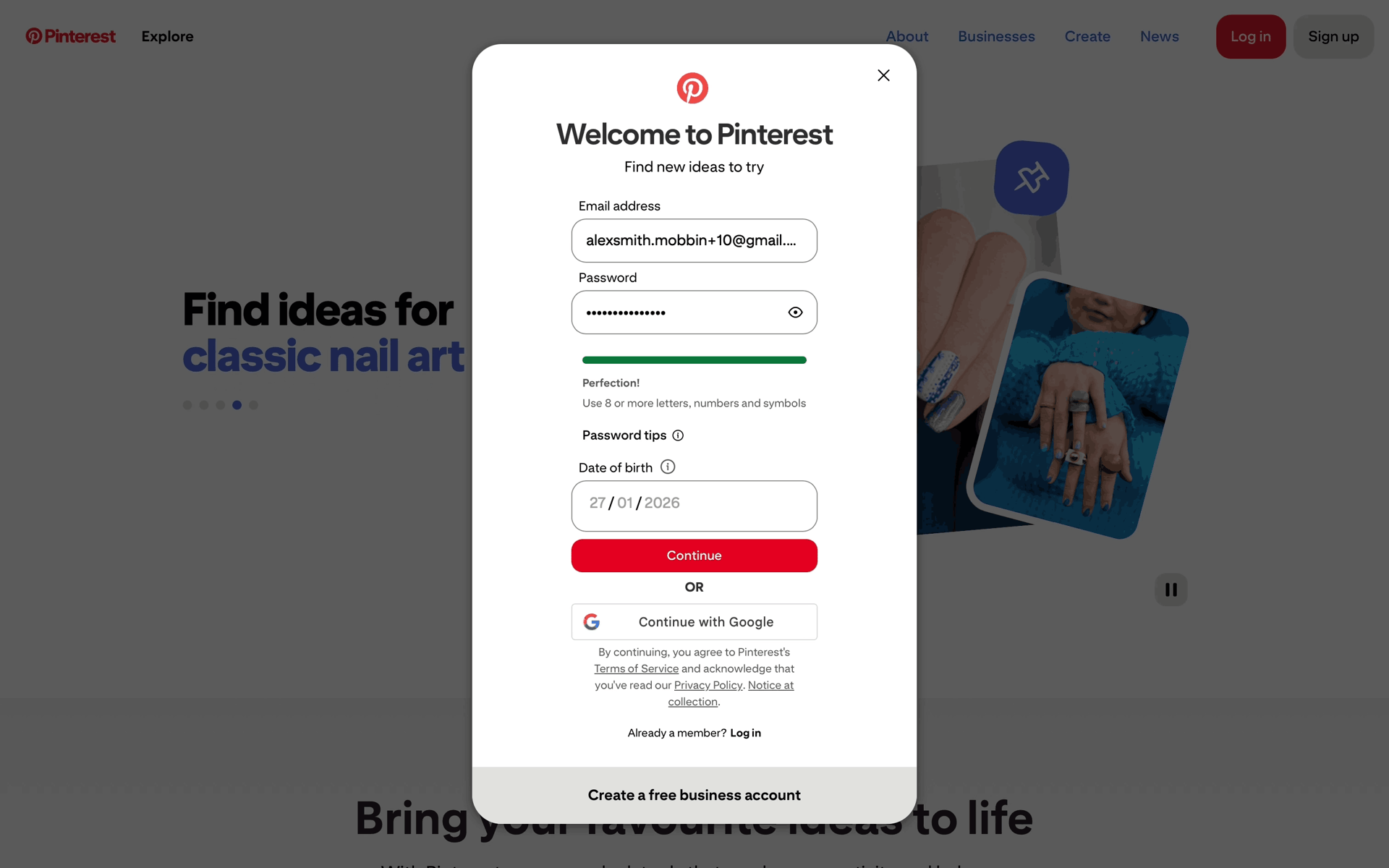 Onboarding on Pinterest (web) screen 4