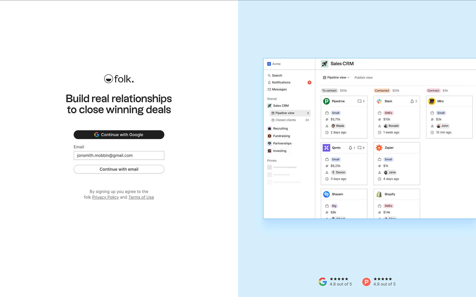 folk Web Business interface screenshot 2