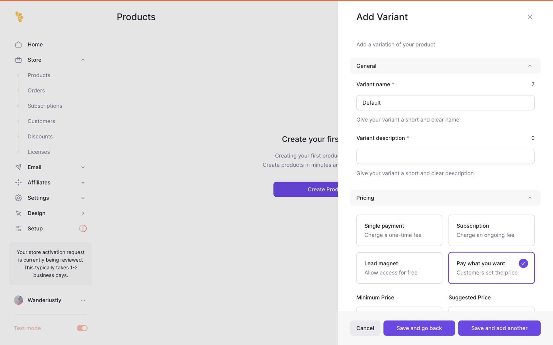 Lemon Squeezy Web Business interface screenshot 13
