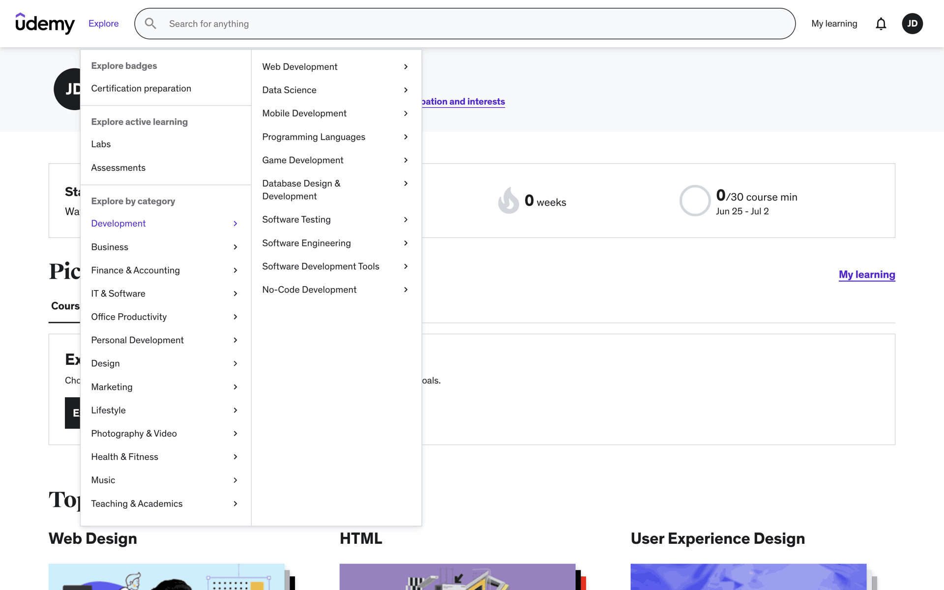 Udemy Web Education interface screenshot 11