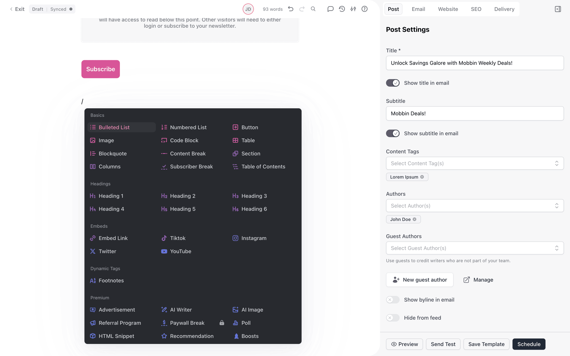 beehiiv Web Business interface screenshot 13
