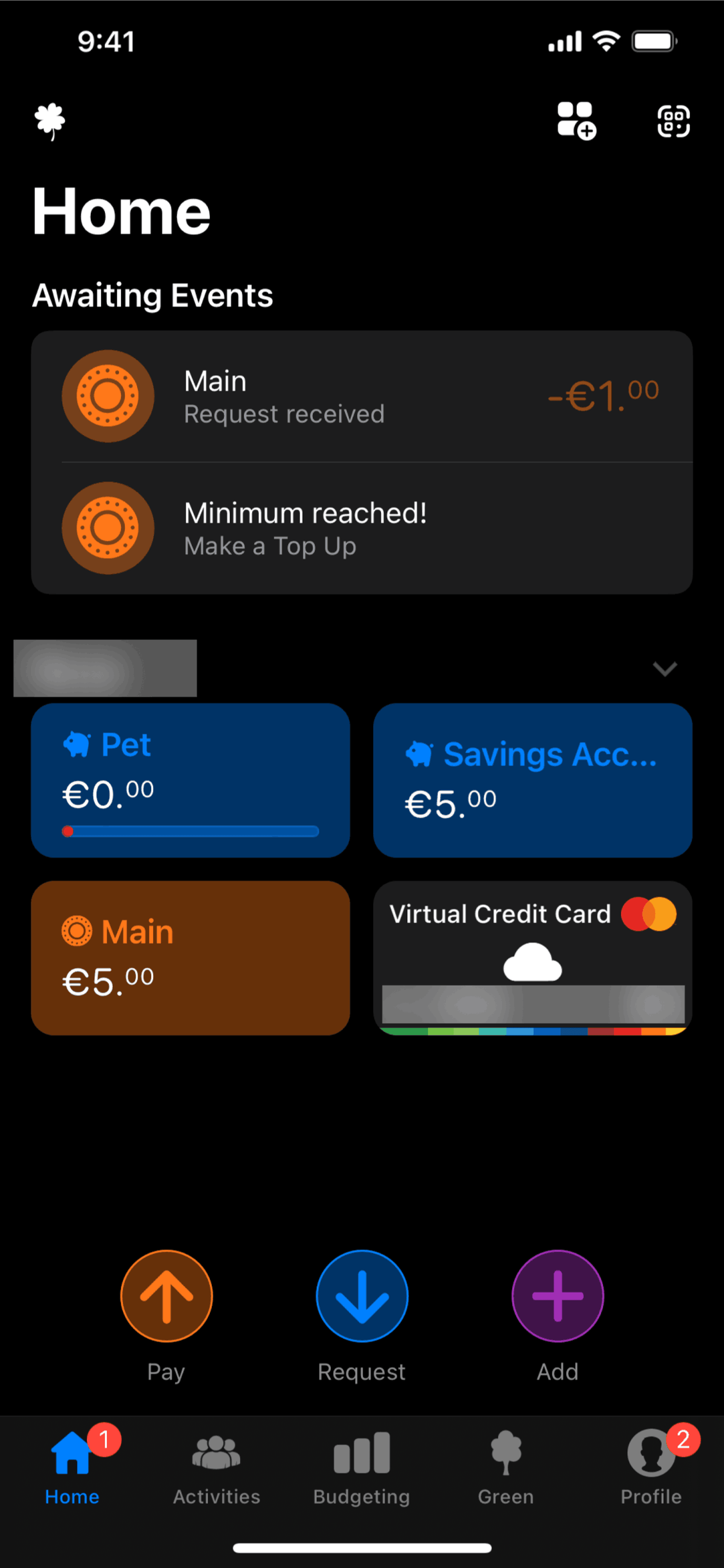bunq iOS Finance interface screenshot 2