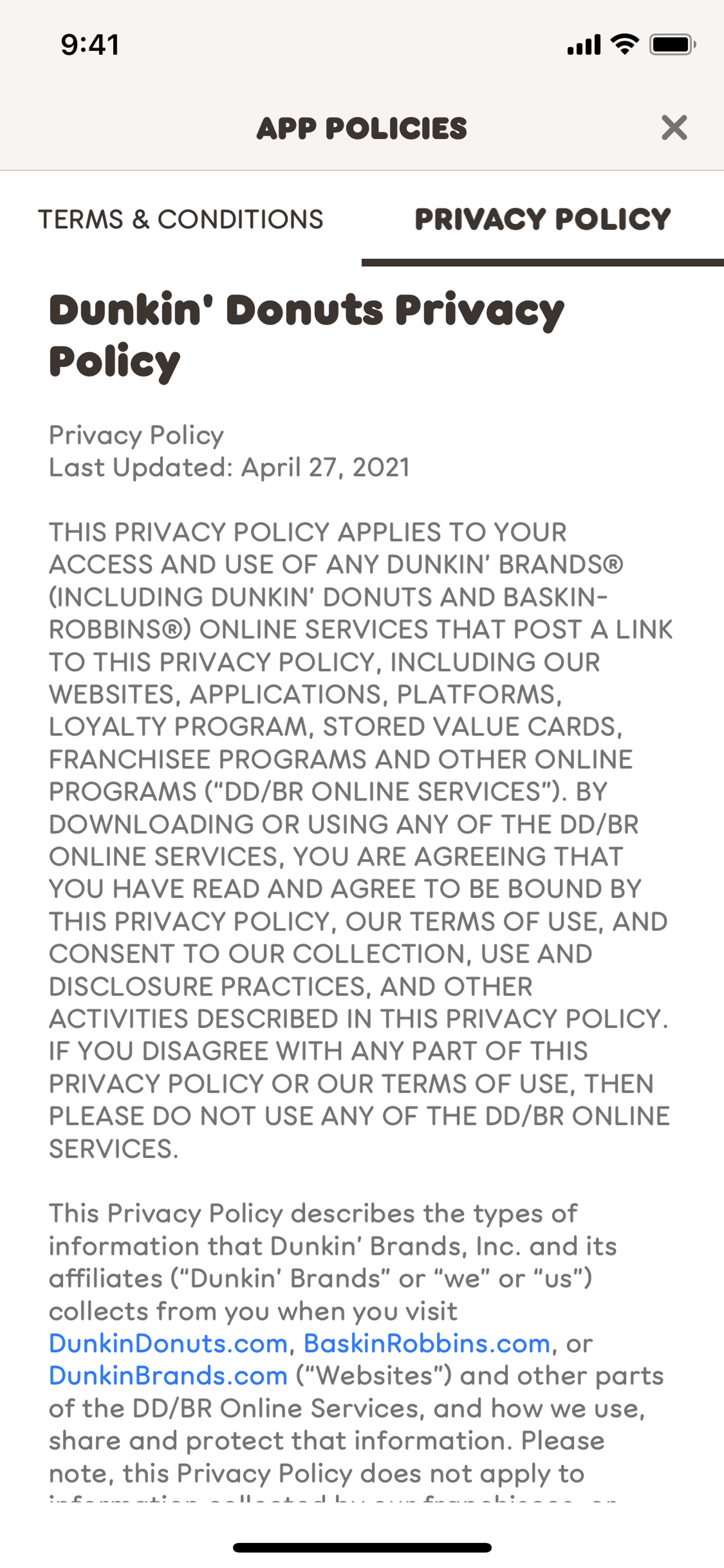 Dunkin' iOS Food & Drink interface screenshot 20