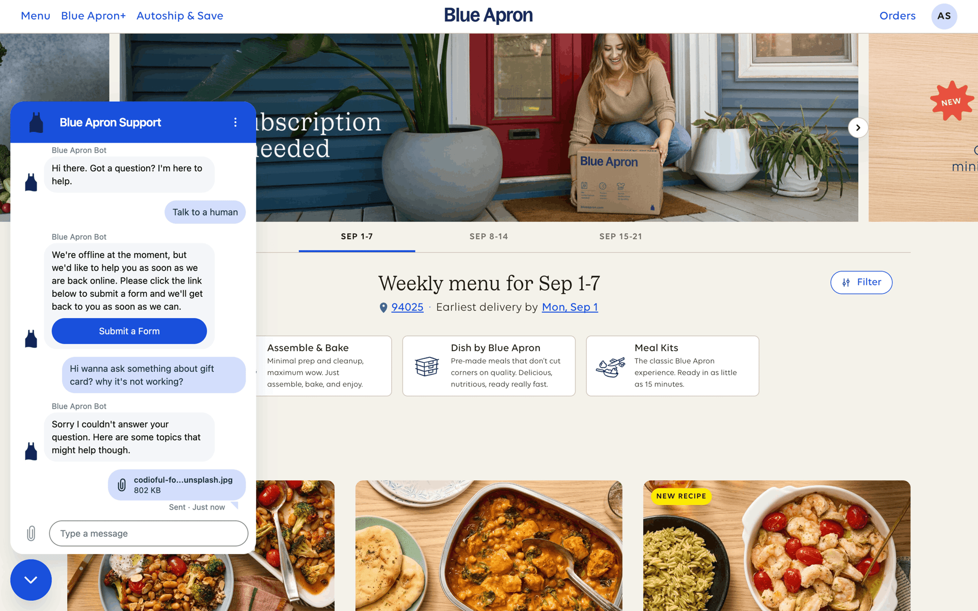 Blue Apron Web Shopping interface screenshot 7