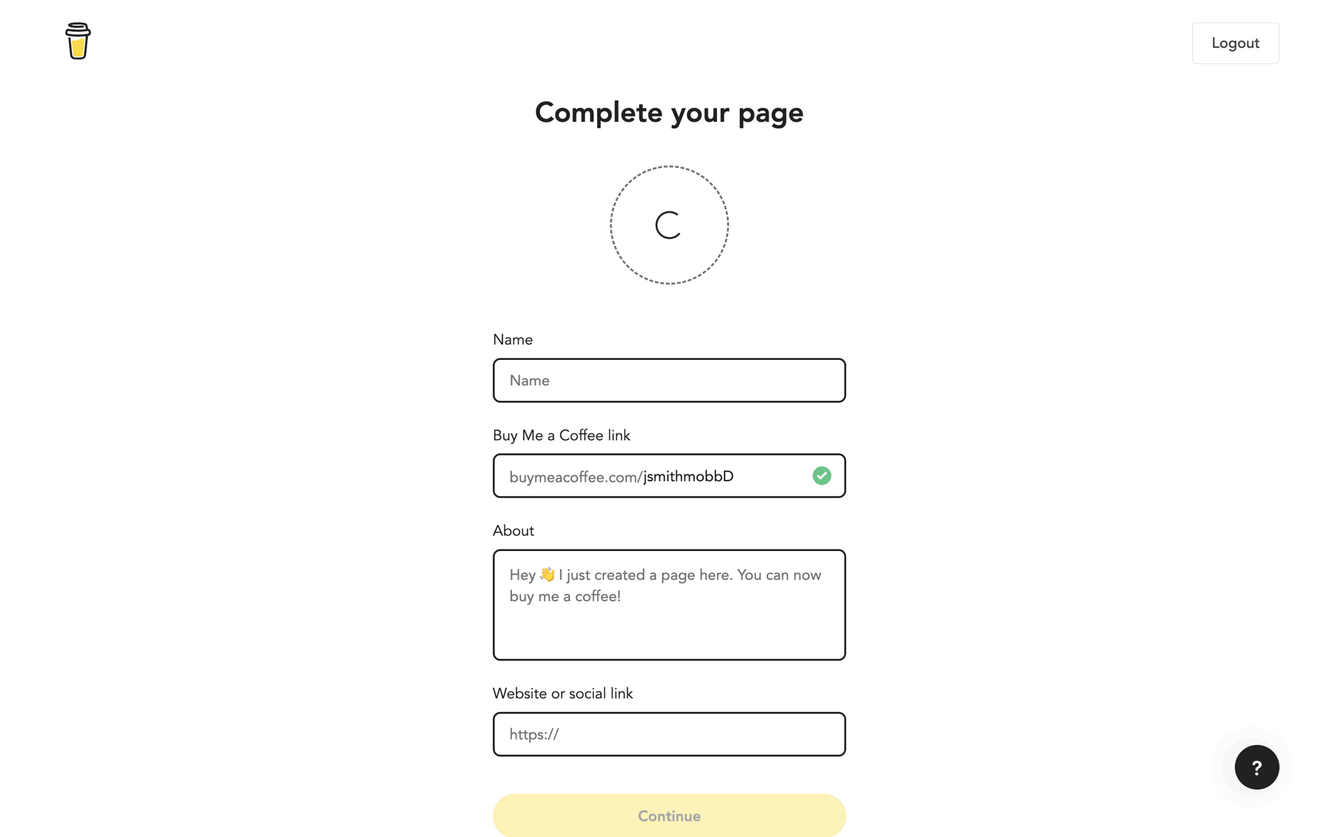 Buy Me a Coffee Web Business interface screenshot 17