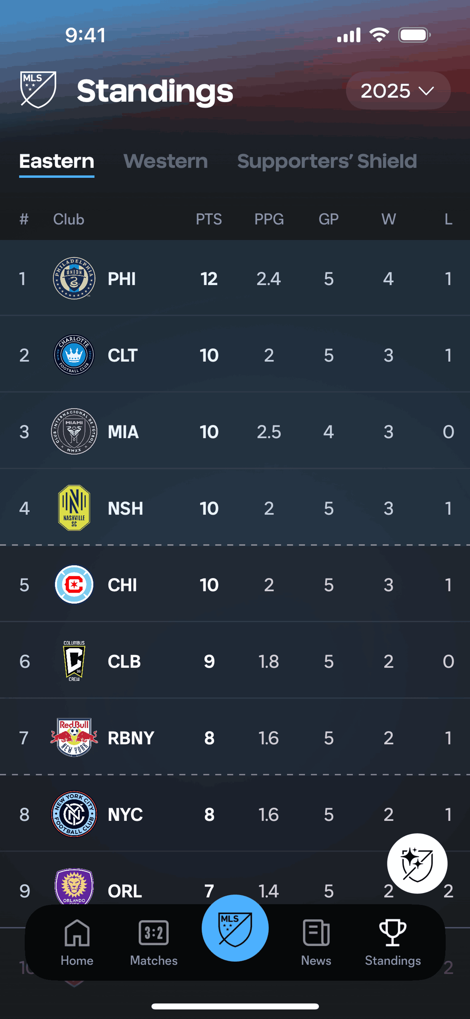 MLS iOS Sports interface screenshot 6
