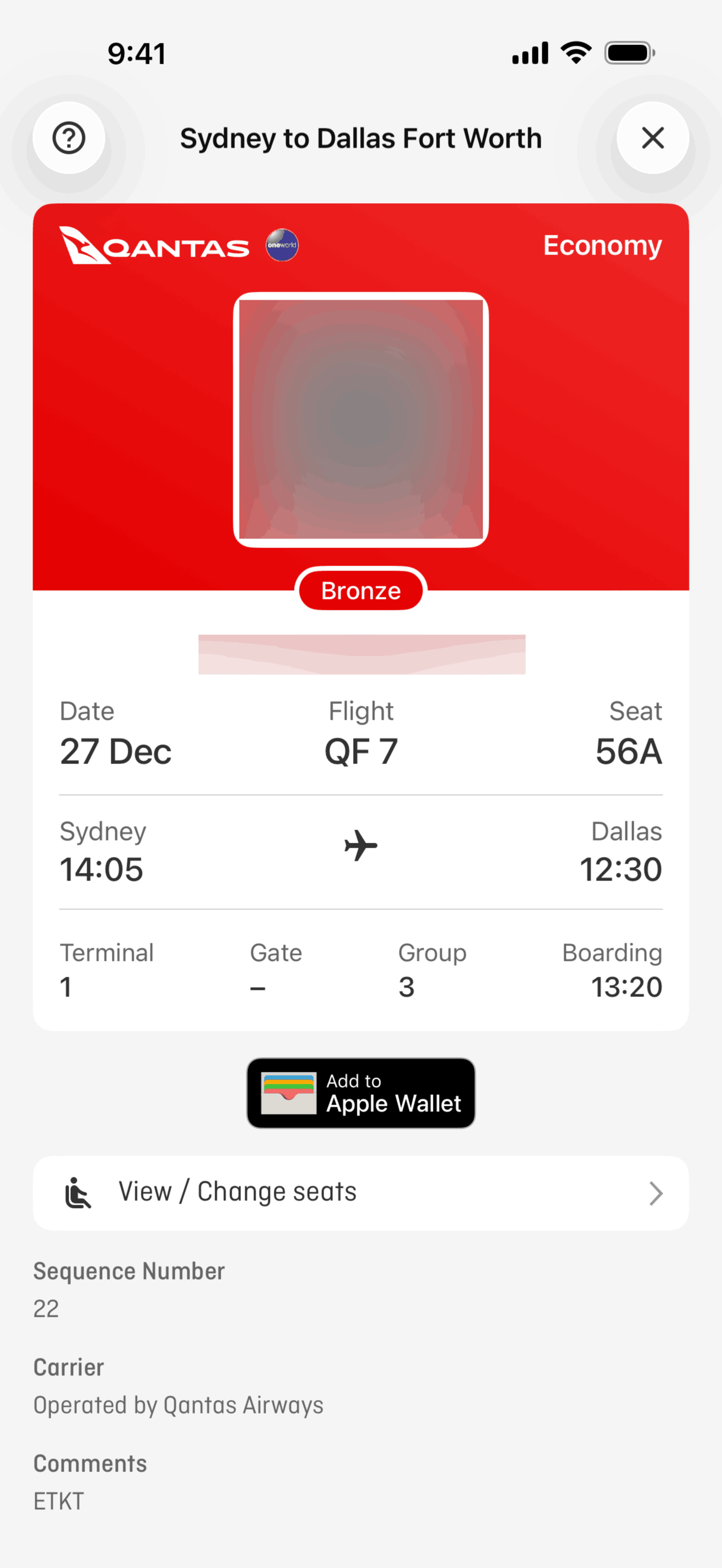 Qantas Airways iOS Travel & Transportation interface screenshot 10