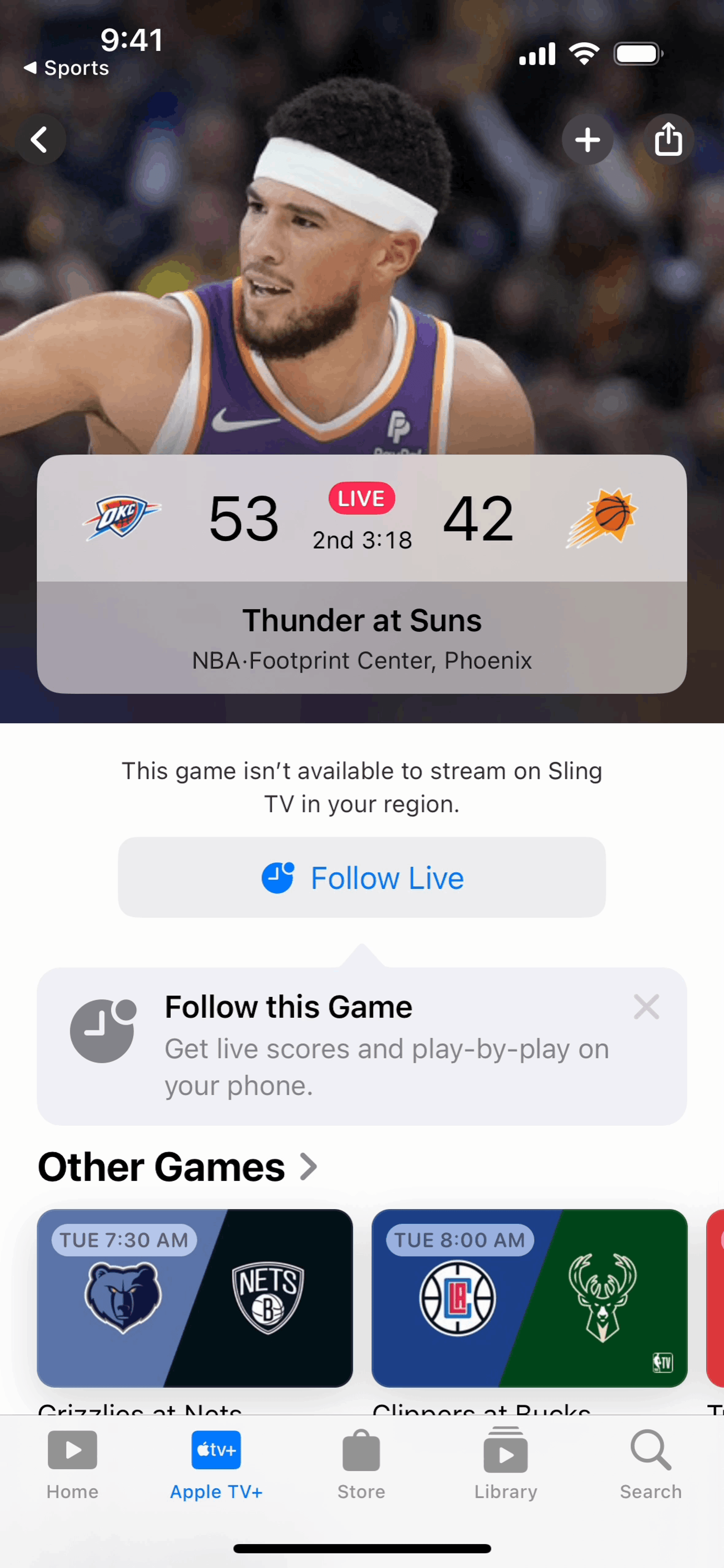 Apple Sports iOS Sports interface screenshot 14