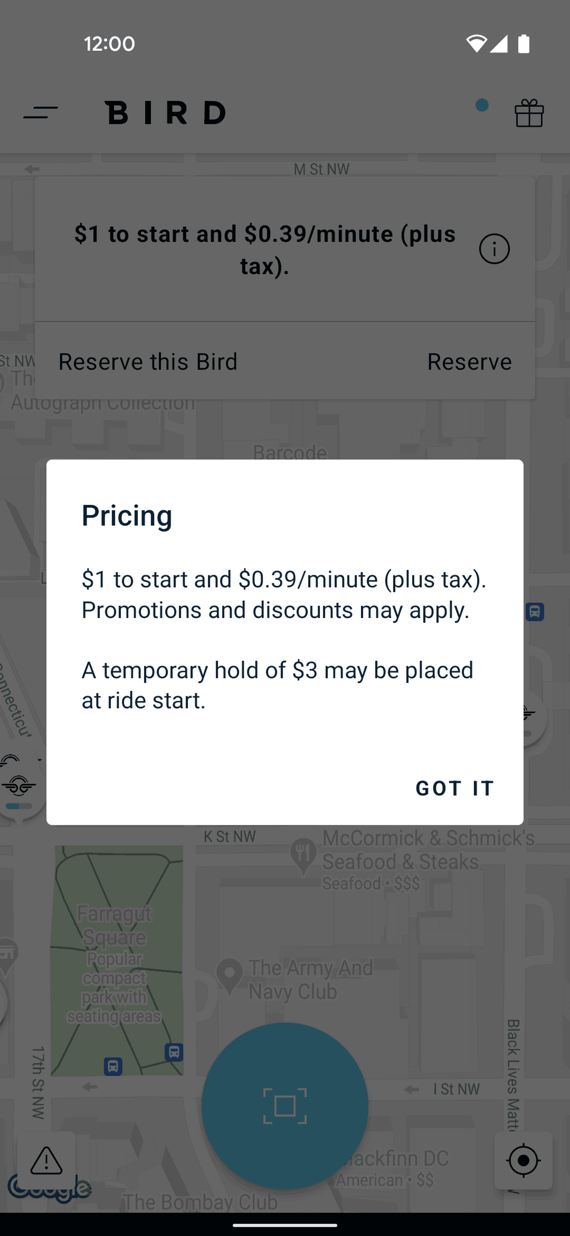 Bird Android Travel & Transportation interface screenshot 13