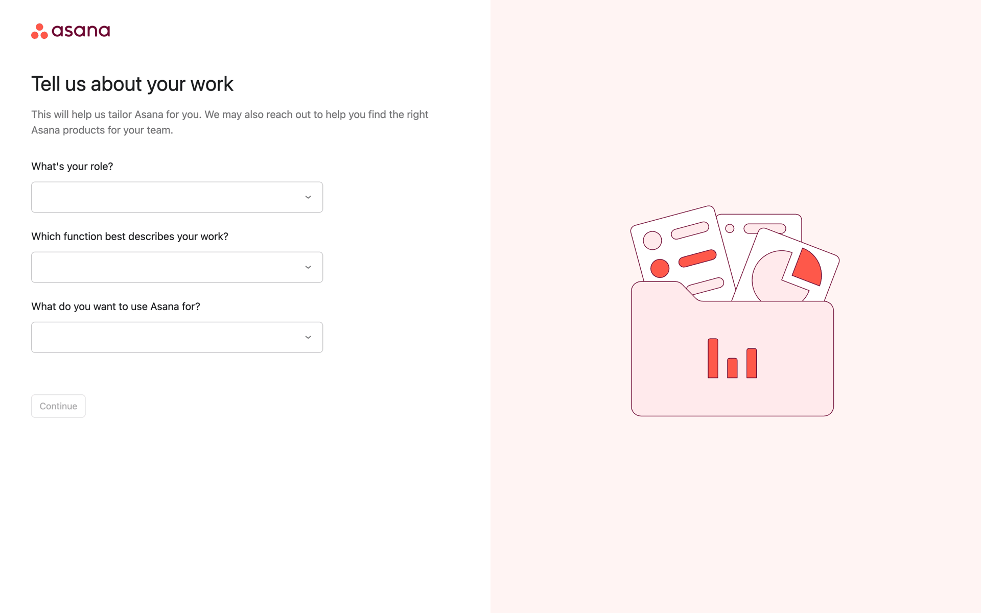 Completing onboarding on Asana (web) screen 2