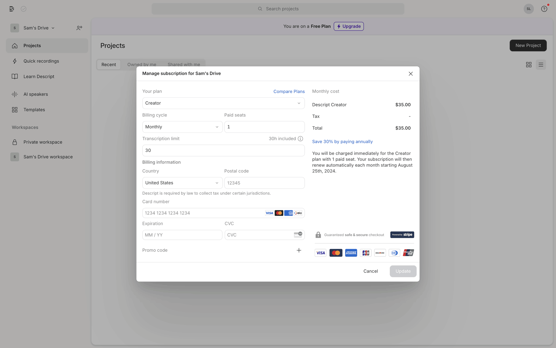 Descript Web Photo & Video interface screenshot 23
