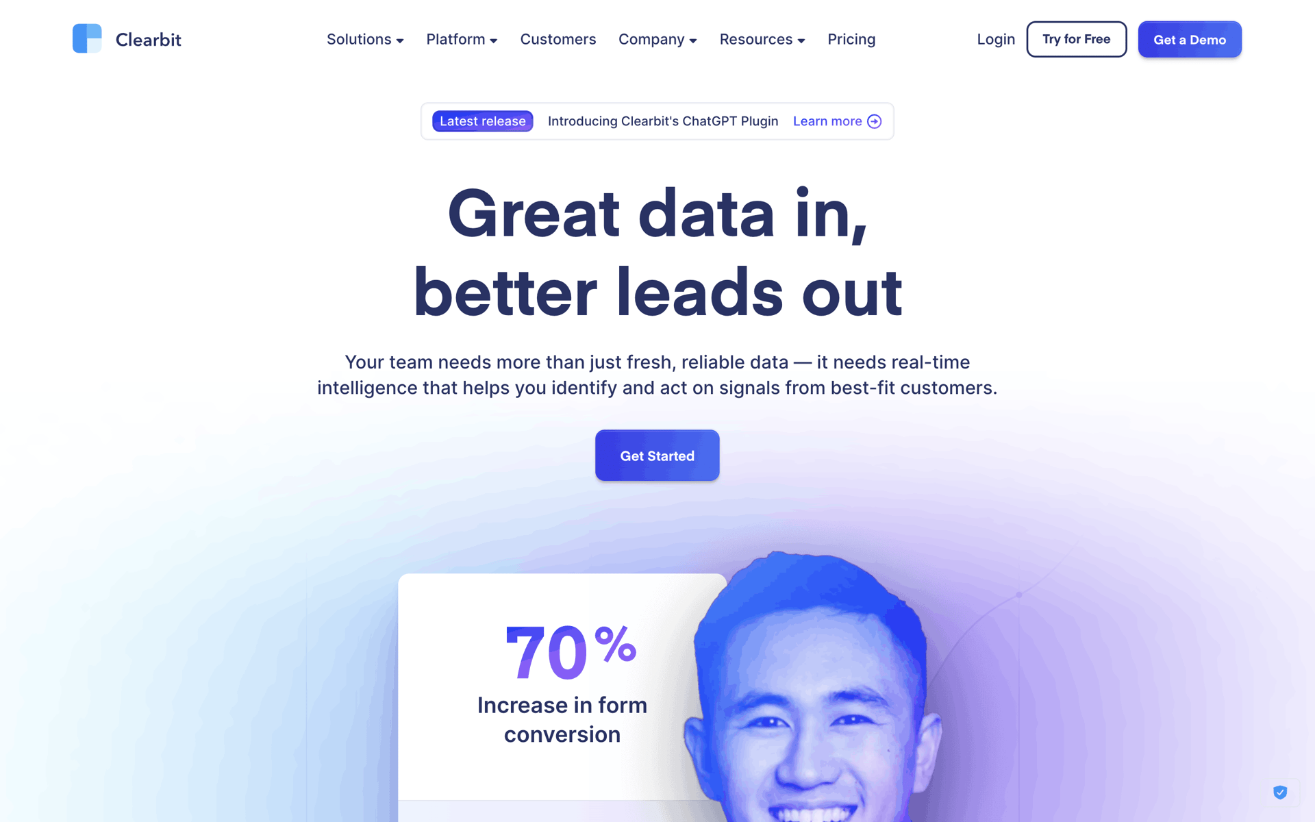 Clearbit Web Business interface screenshot 1