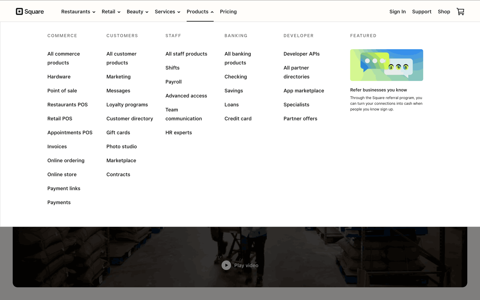 Square Web Finance interface screenshot 3