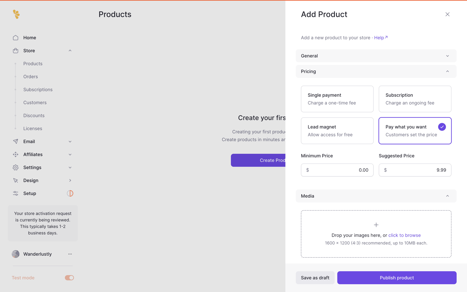 Lemon Squeezy Web Business interface screenshot 9