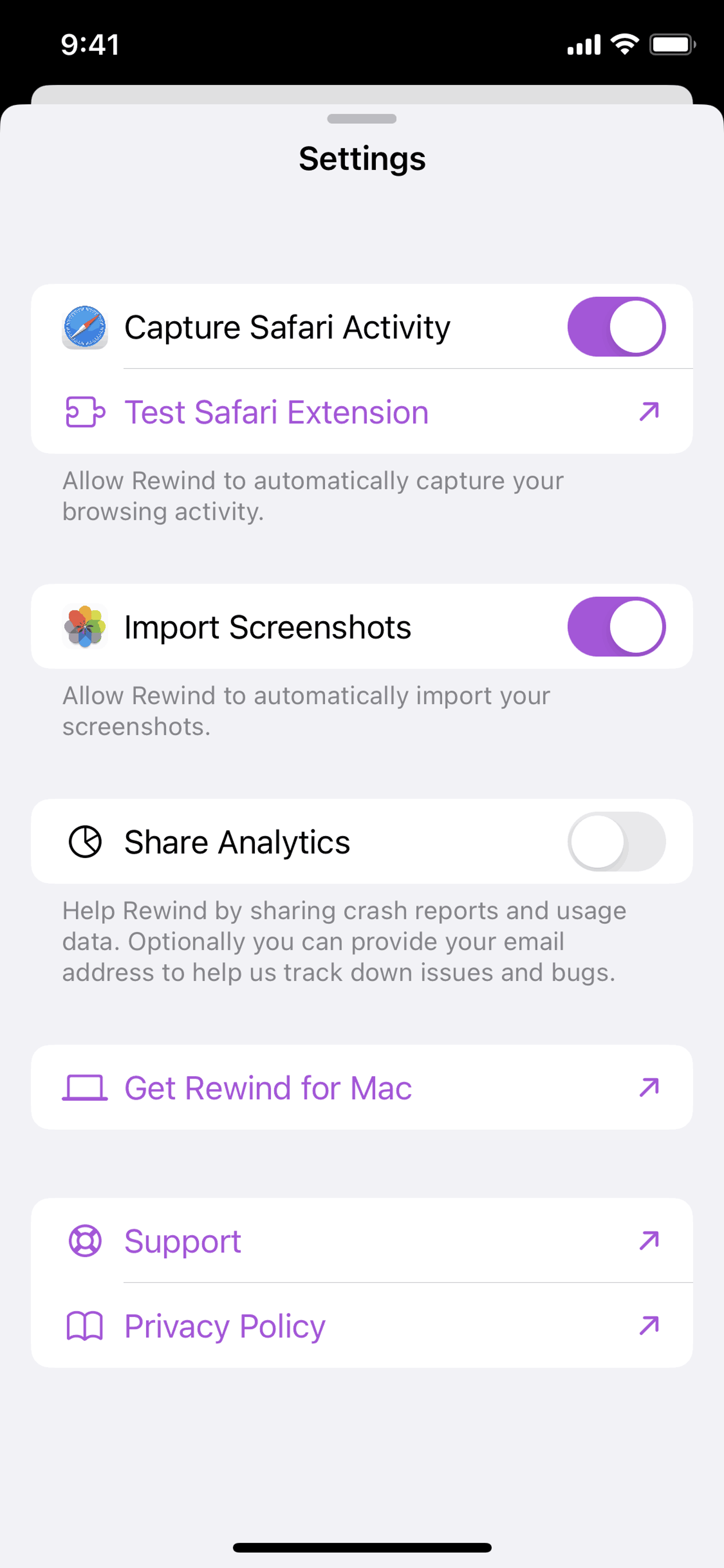 Rewind iOS AI interface screenshot 9