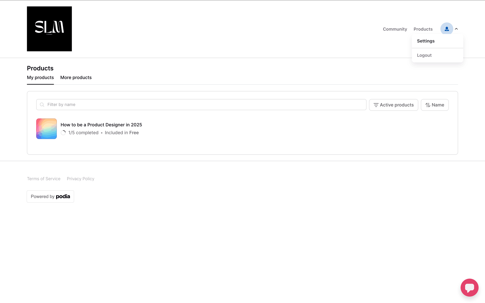 Podia Web Business interface screenshot 20