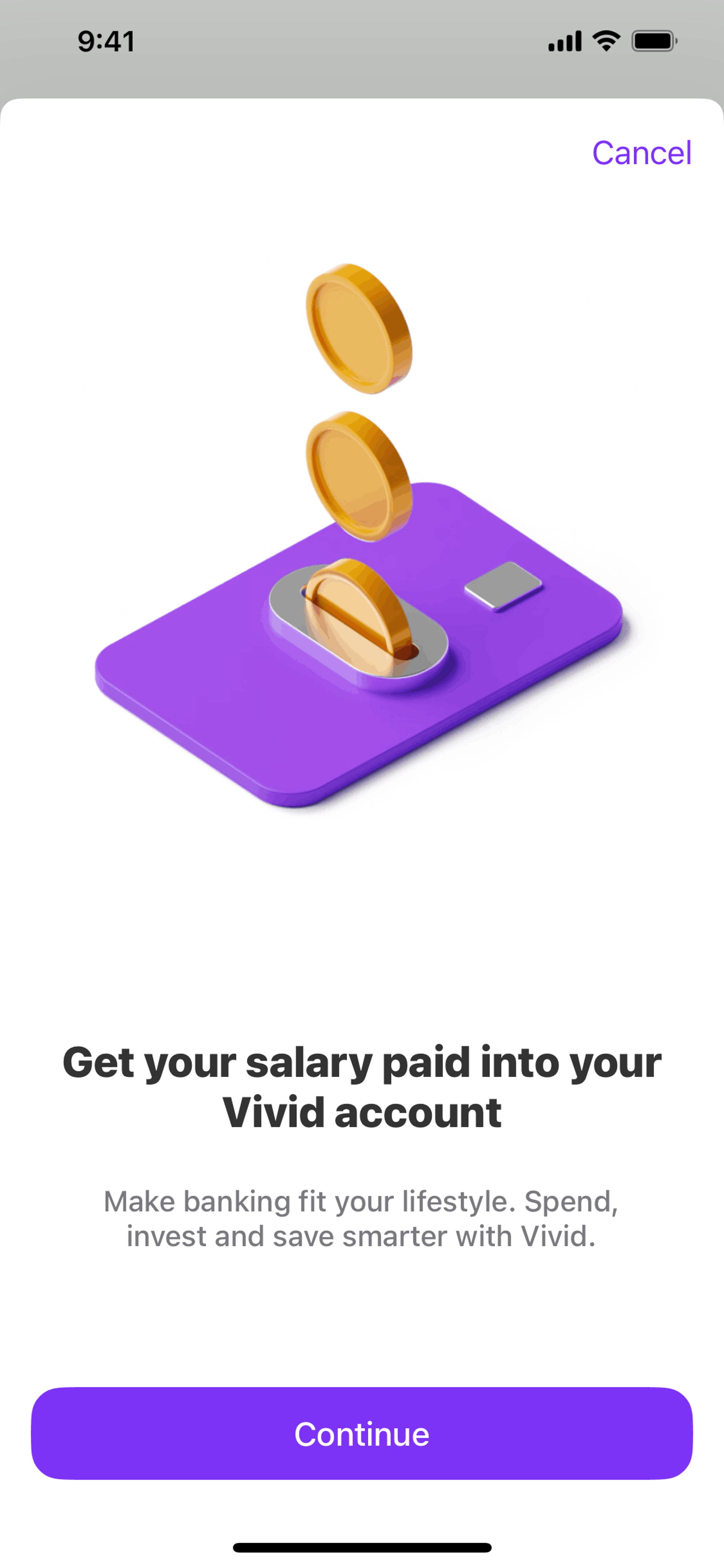 Vivid iOS Finance interface screenshot 7
