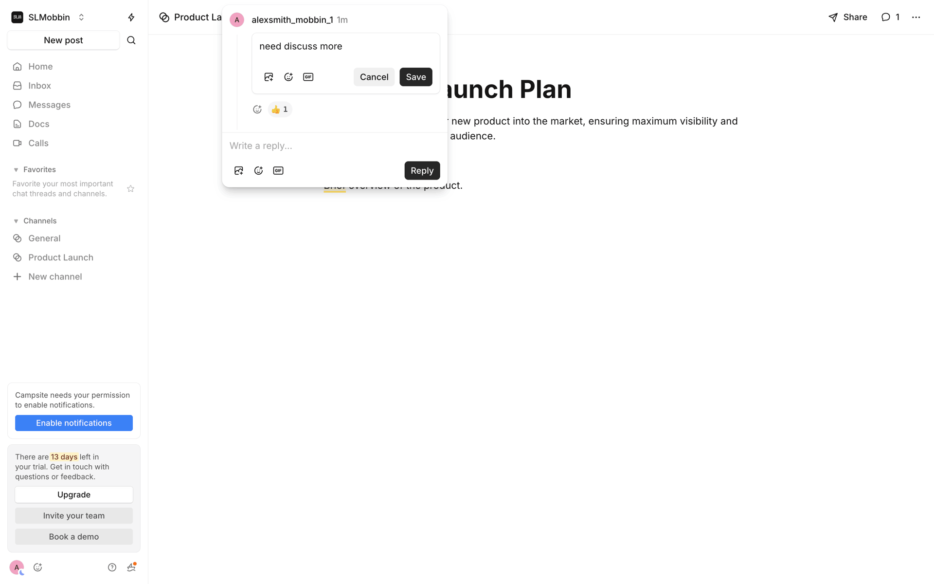 Campsite Web Productivity interface screenshot 10