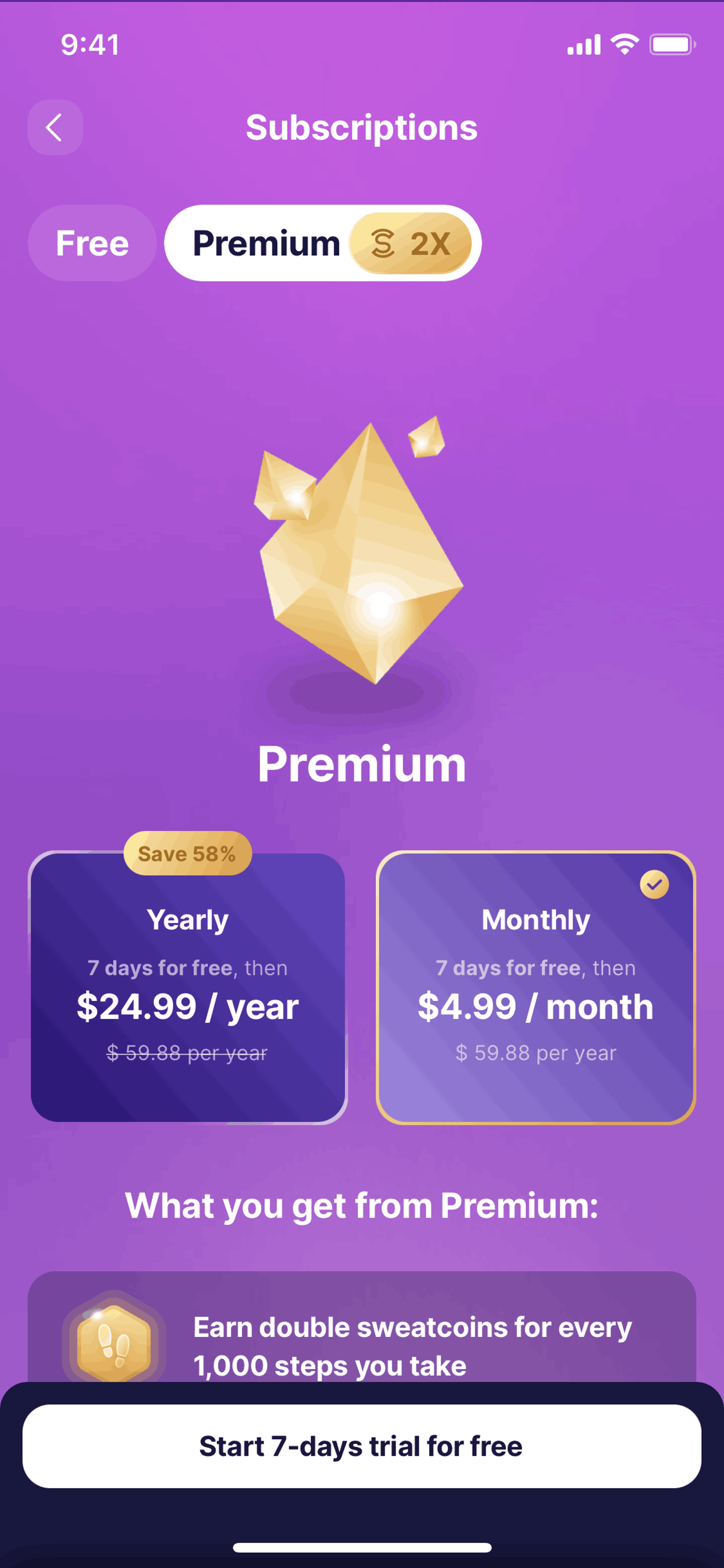 Sweatcoin iOS Health & Fitness interface screenshot 24