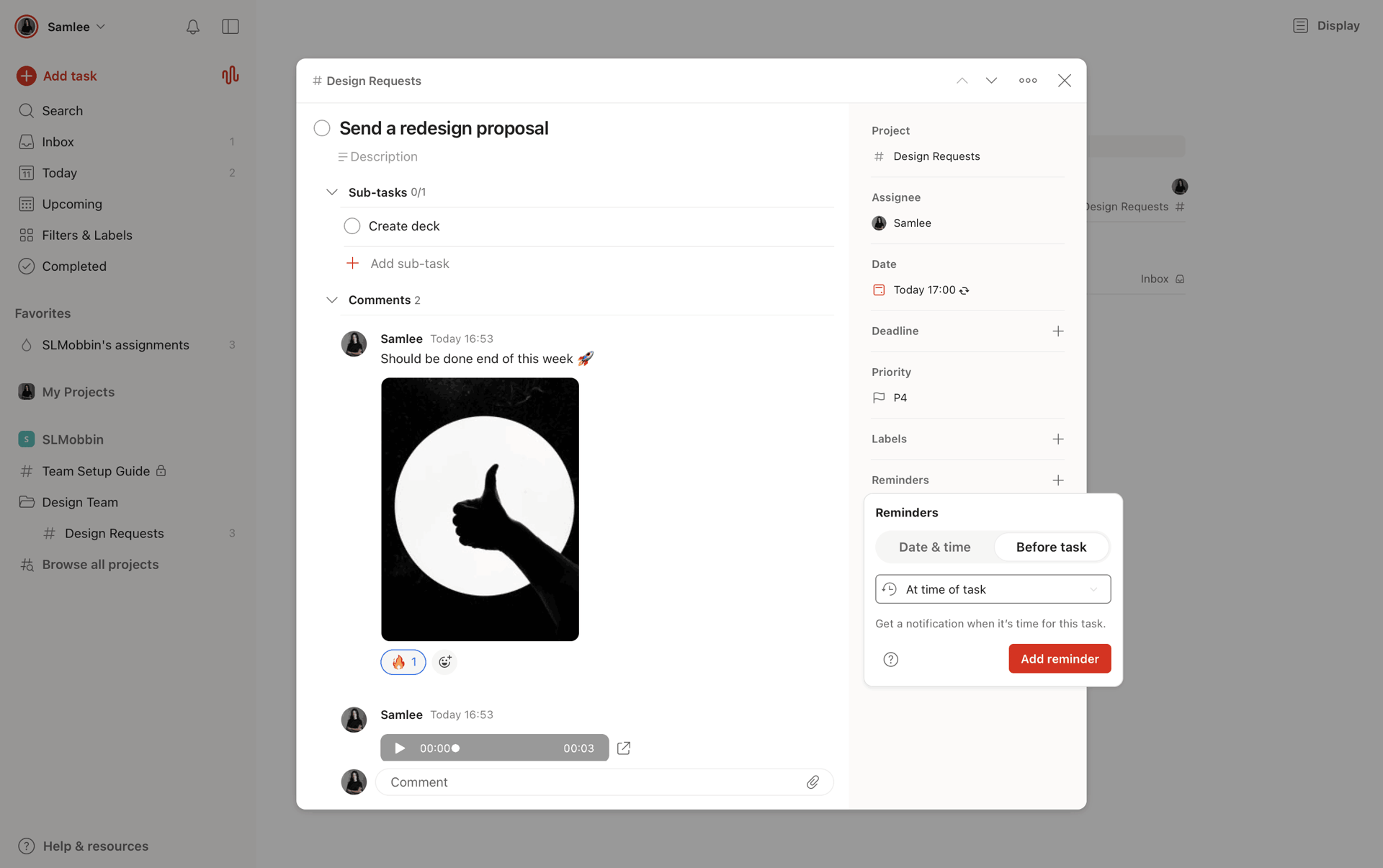 Todoist Web Collaboration interface screenshot 5