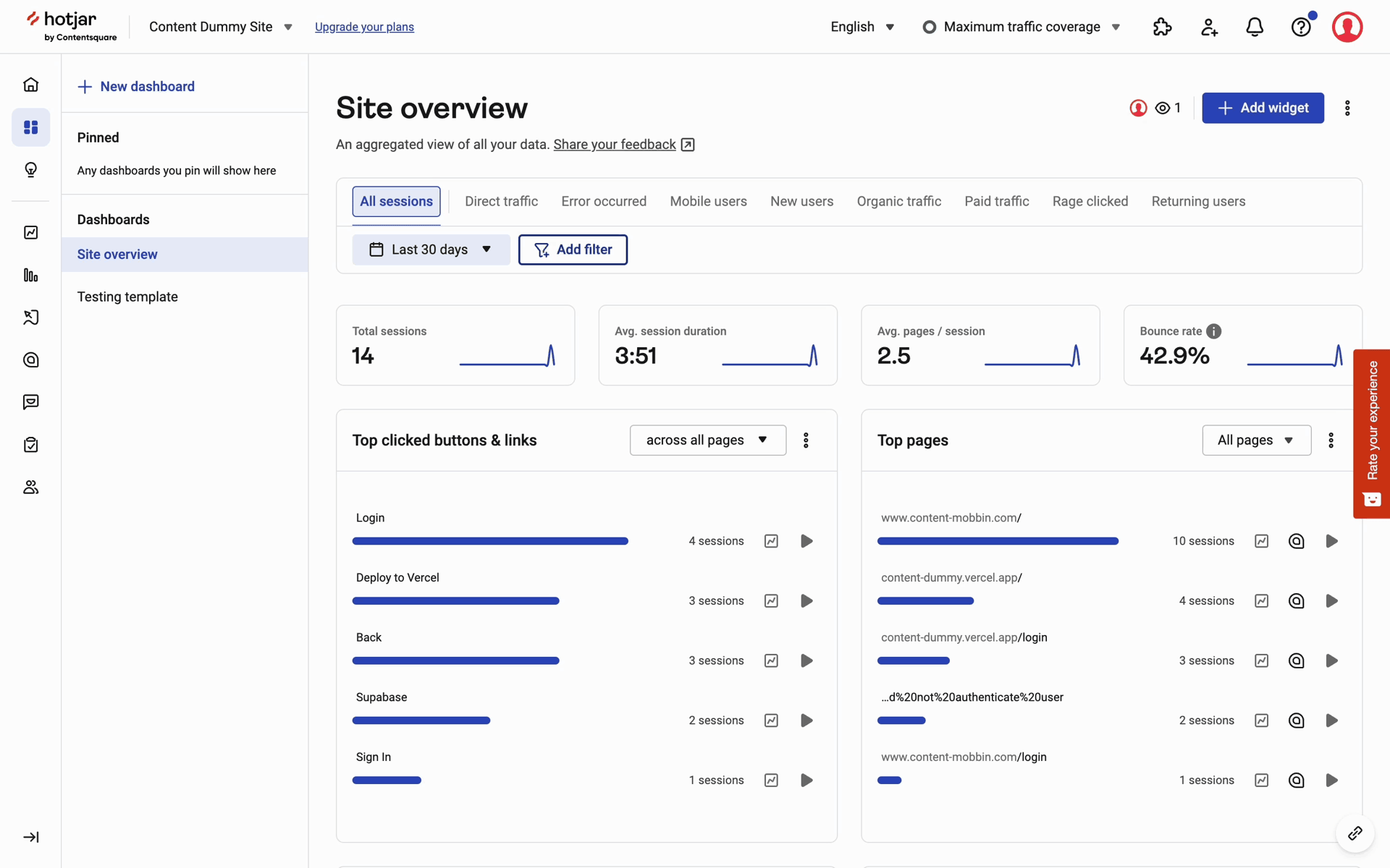 Hotjar Web Business interface screenshot 9