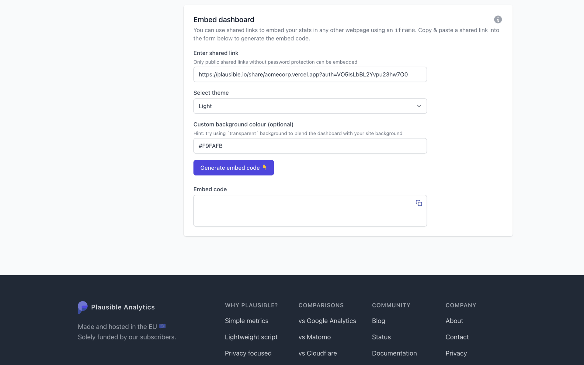Plausible Analytics Web Business interface screenshot 7