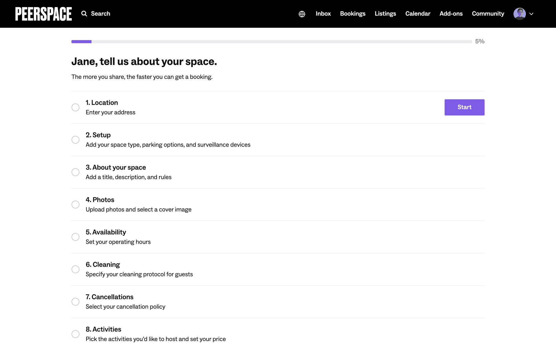 Peerspace Web Lifestyle interface screenshot 15