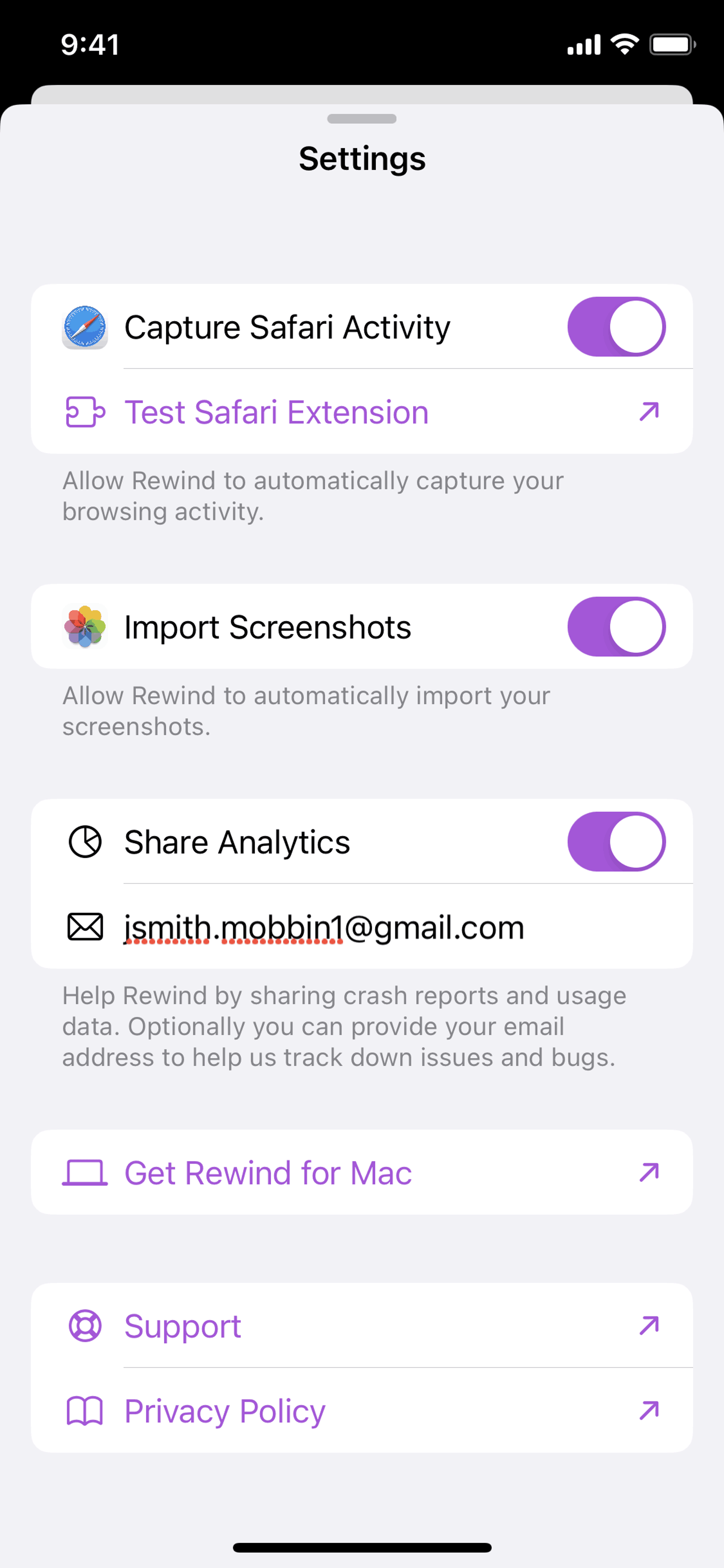 Rewind iOS AI interface screenshot 14