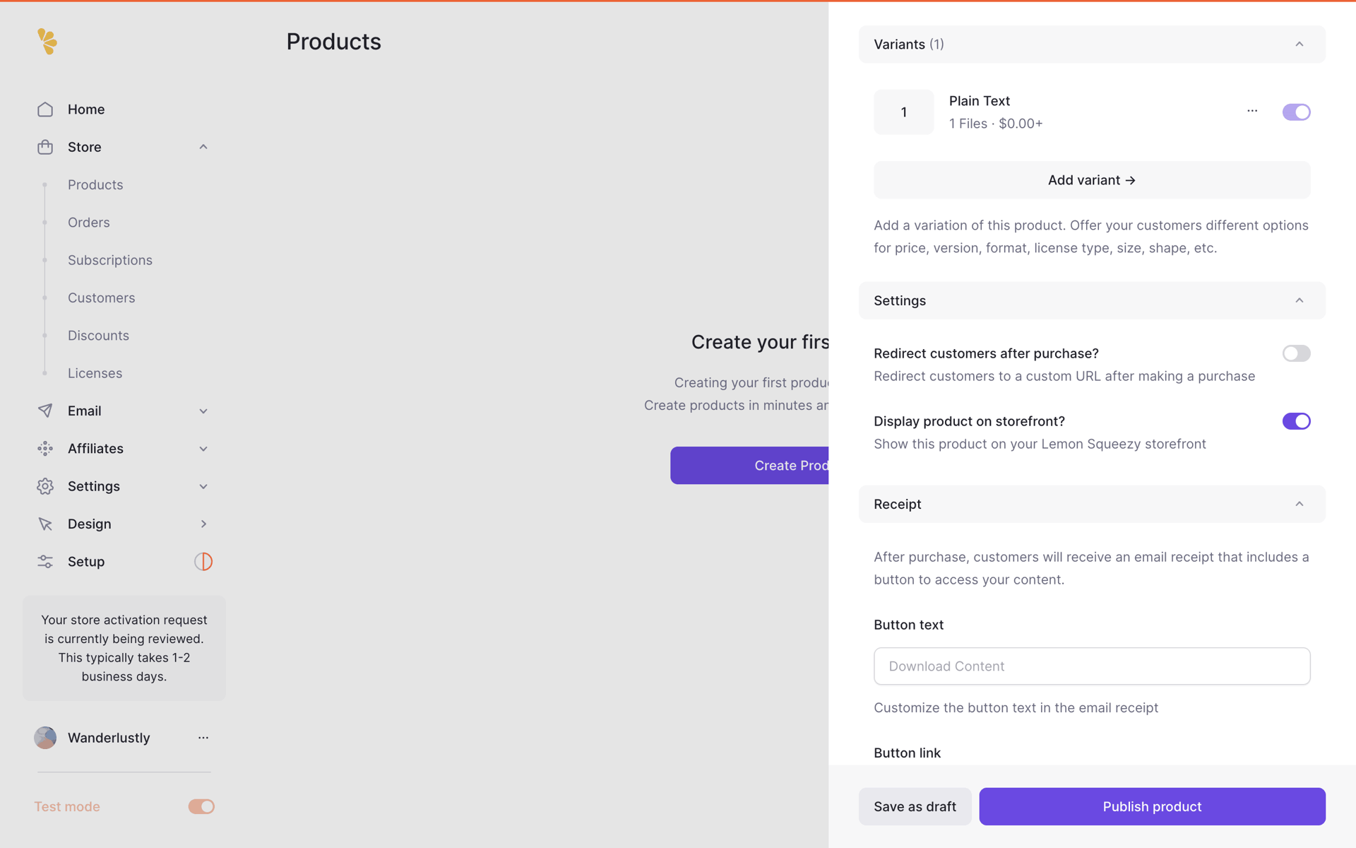 Lemon Squeezy Web Business interface screenshot 15
