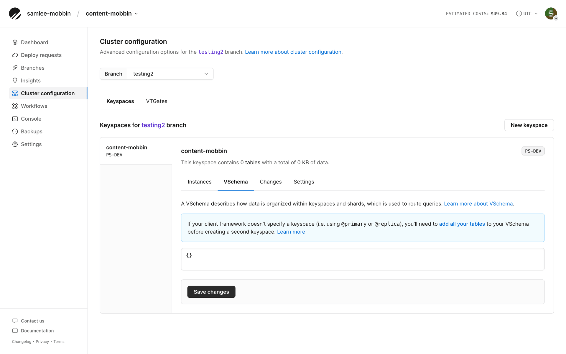 PlanetScale Web Developer Tools interface screenshot 17