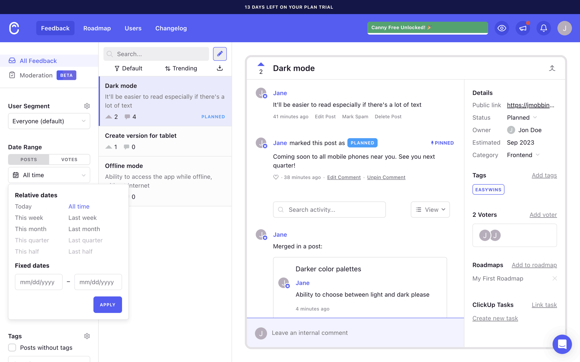Canny Web Business interface screenshot 20