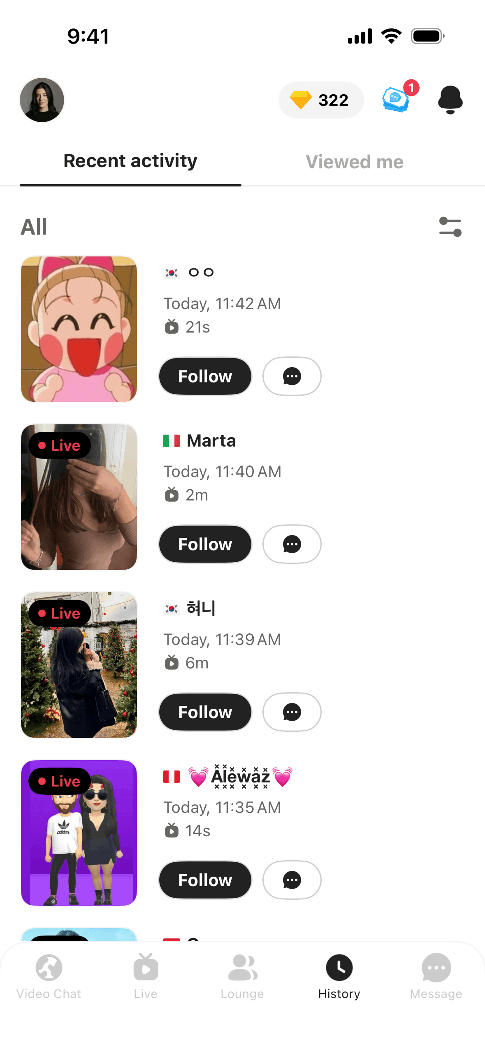 Azar iOS Social Networking interface screenshot 6