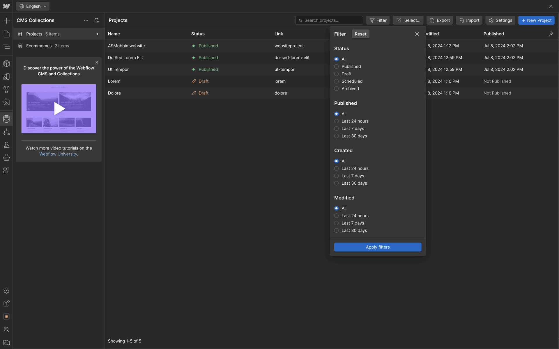 Webflow Web Productivity interface screenshot 18