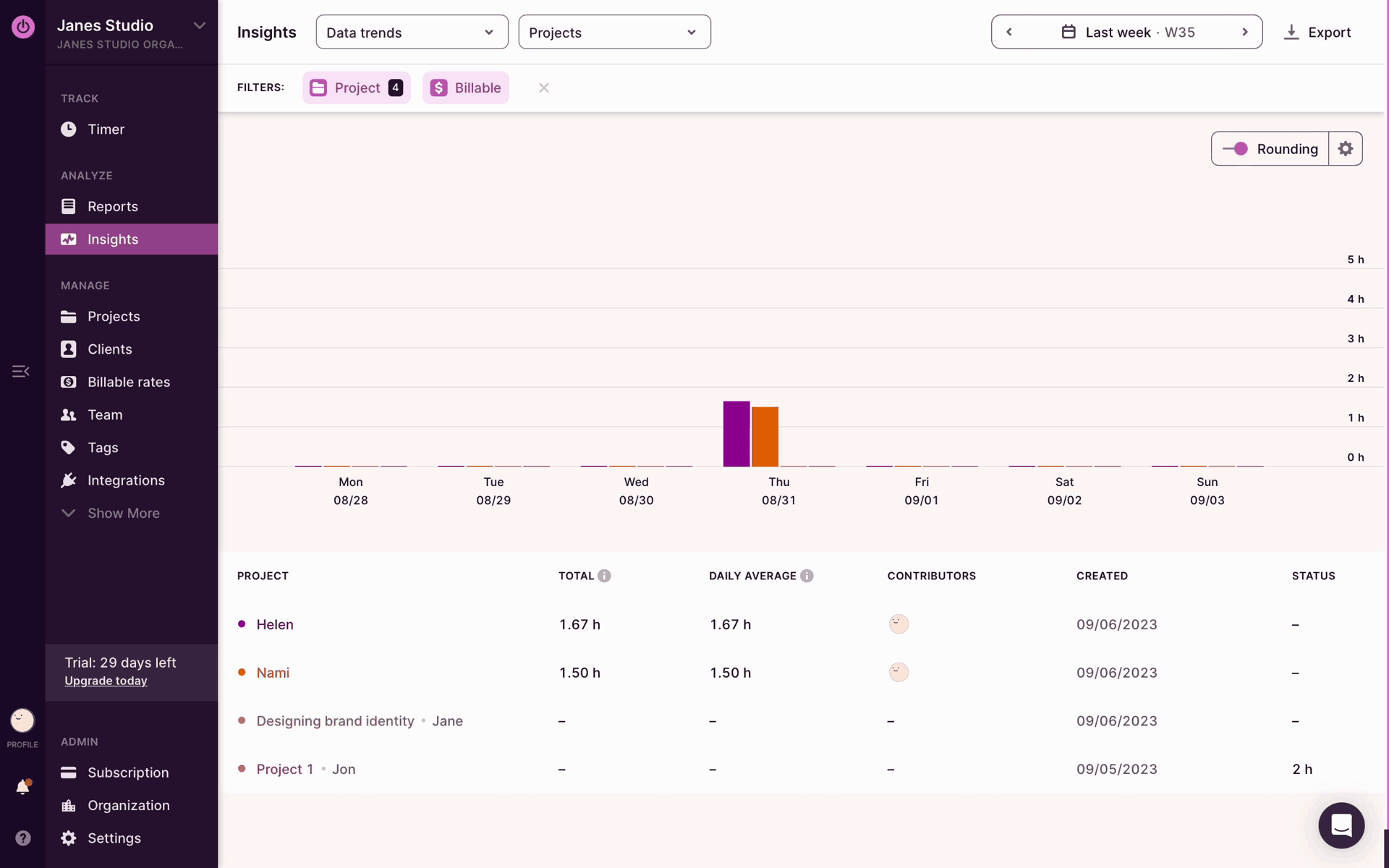 Toggl Track Web Business interface screenshot 4