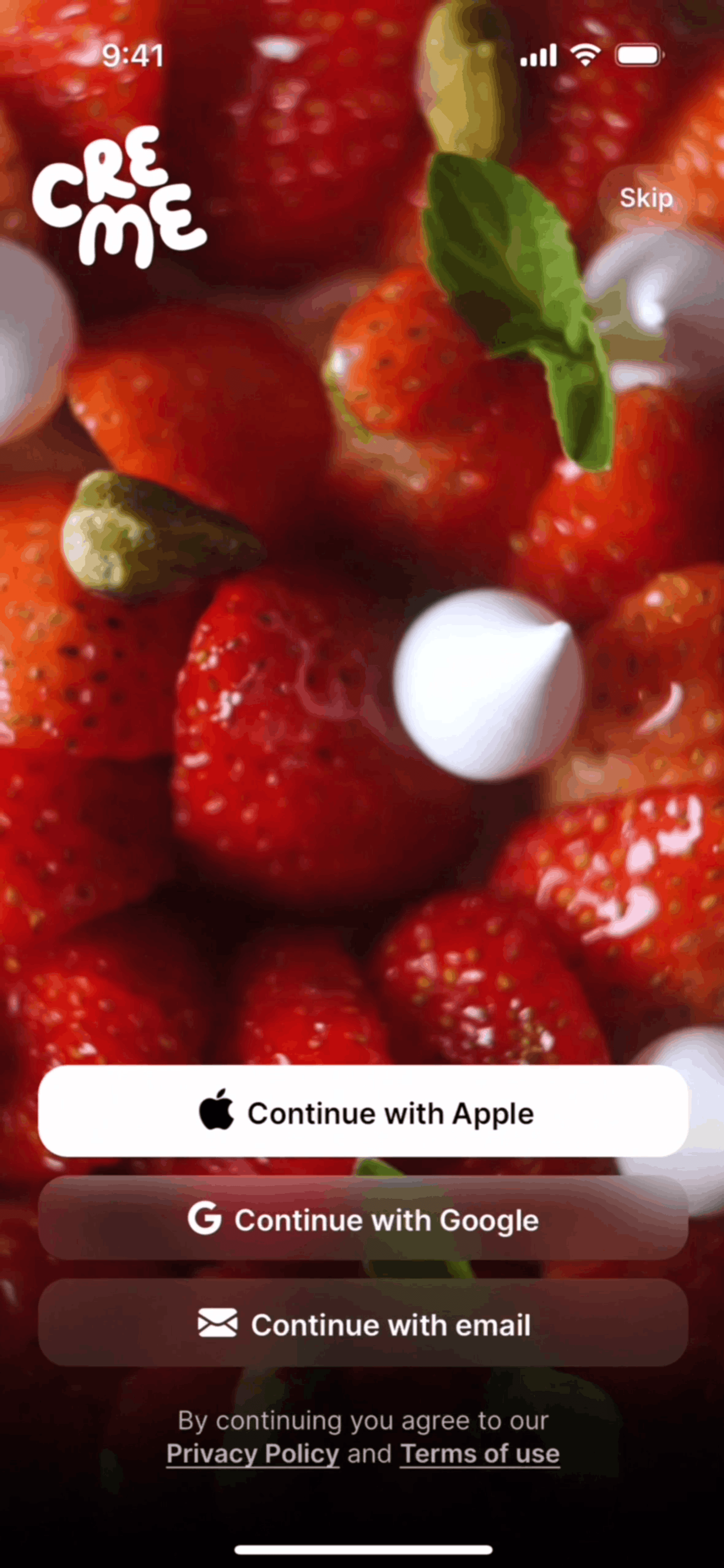 CREME iOS AI interface screenshot 2
