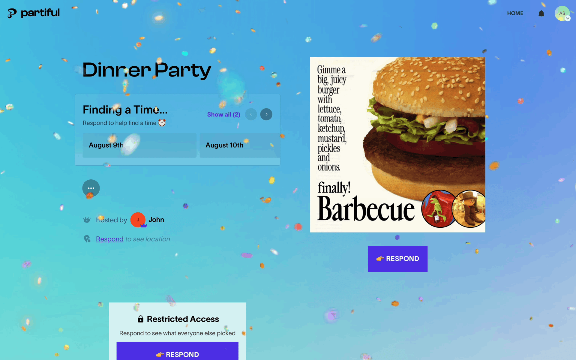 Partiful Web Lifestyle interface screenshot 2